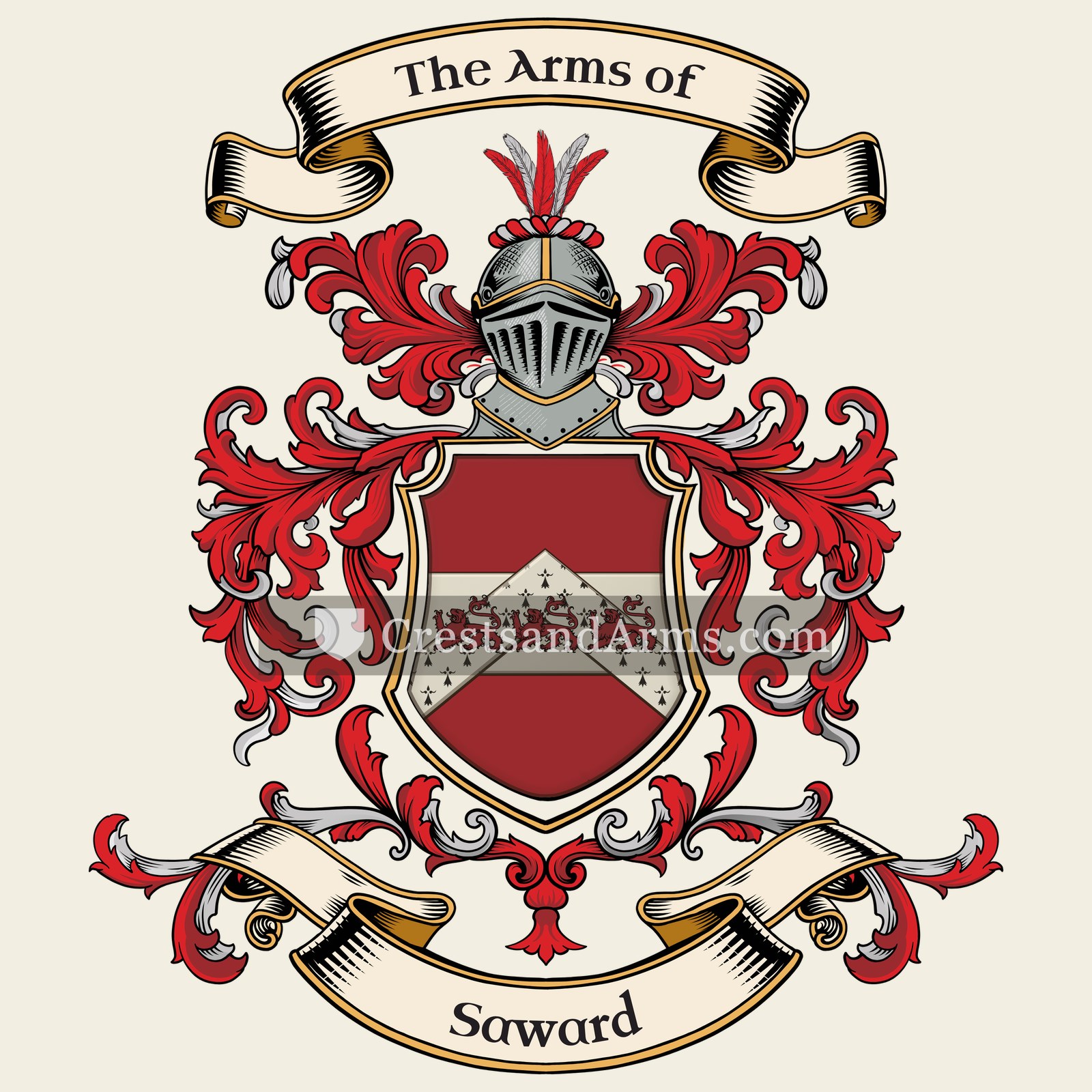 The Saward coat of arms, drawn from the recorded blazon