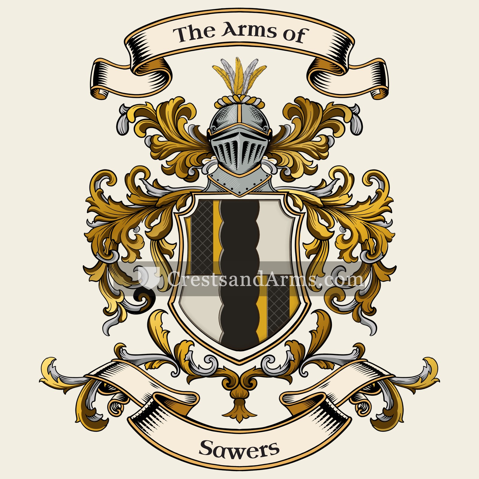 The Sawers coat of arms, drawn from the recorded blazon