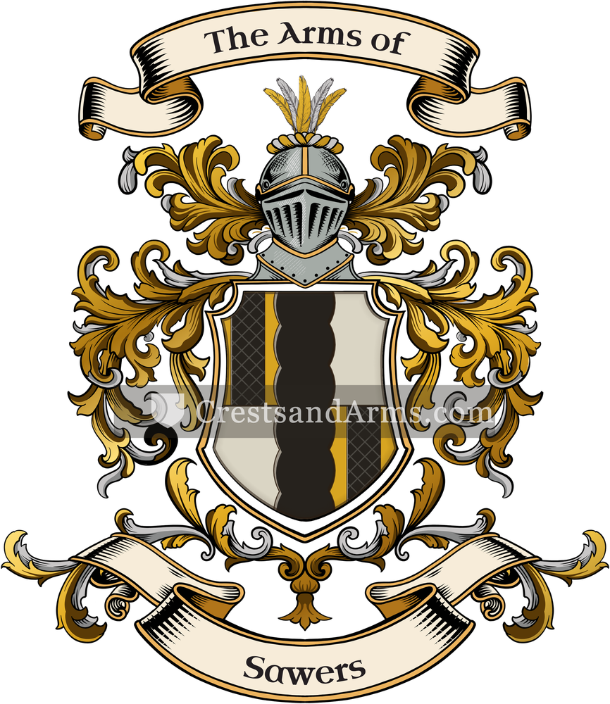 The Sawers coat of arms, drawn from the recorded blazon