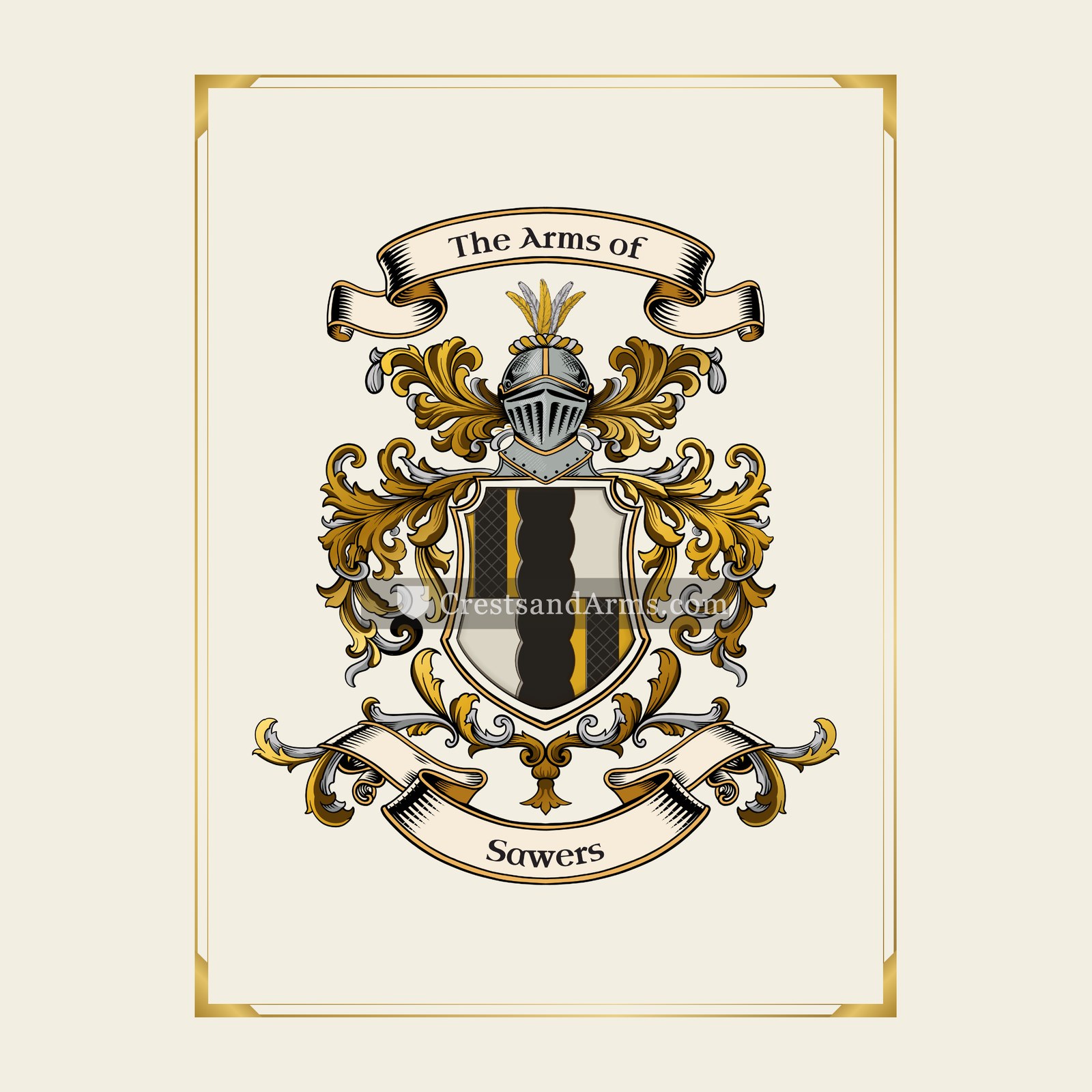 With gold border