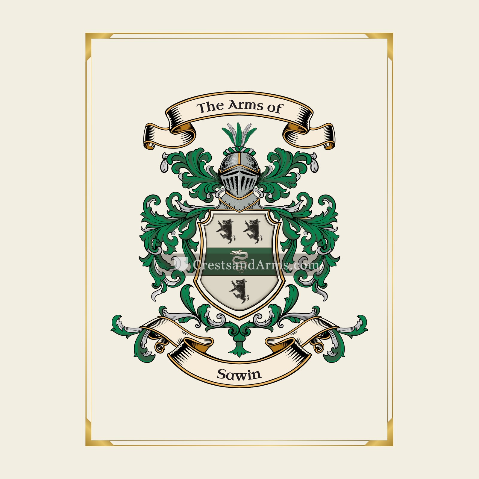 With gold border