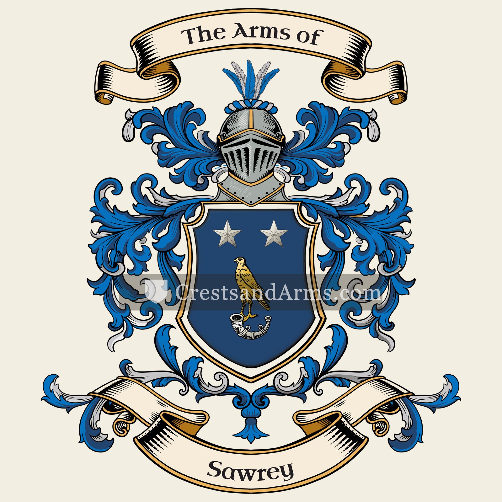 The Sawrey coat of arms, drawn from the recorded blazon