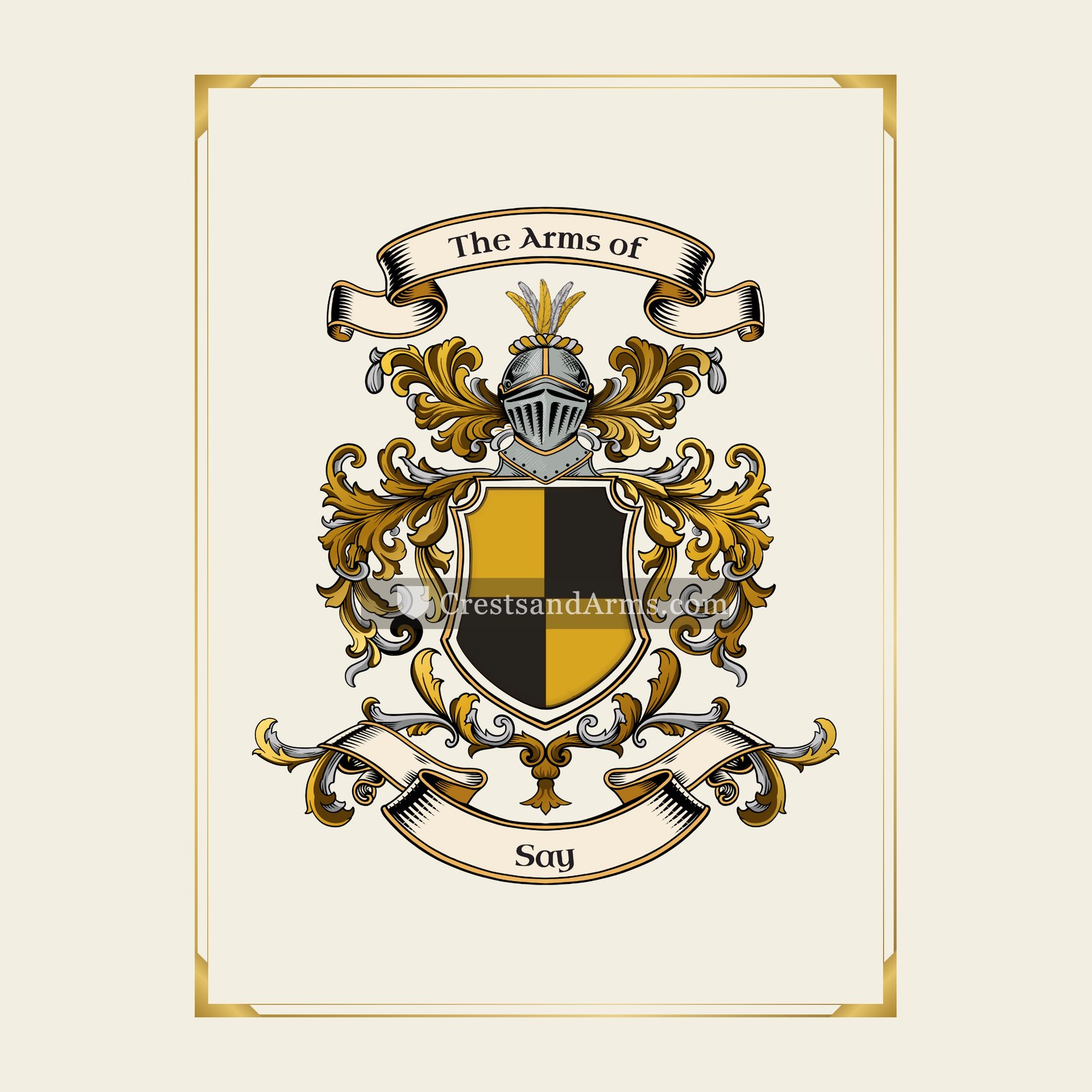 With gold border