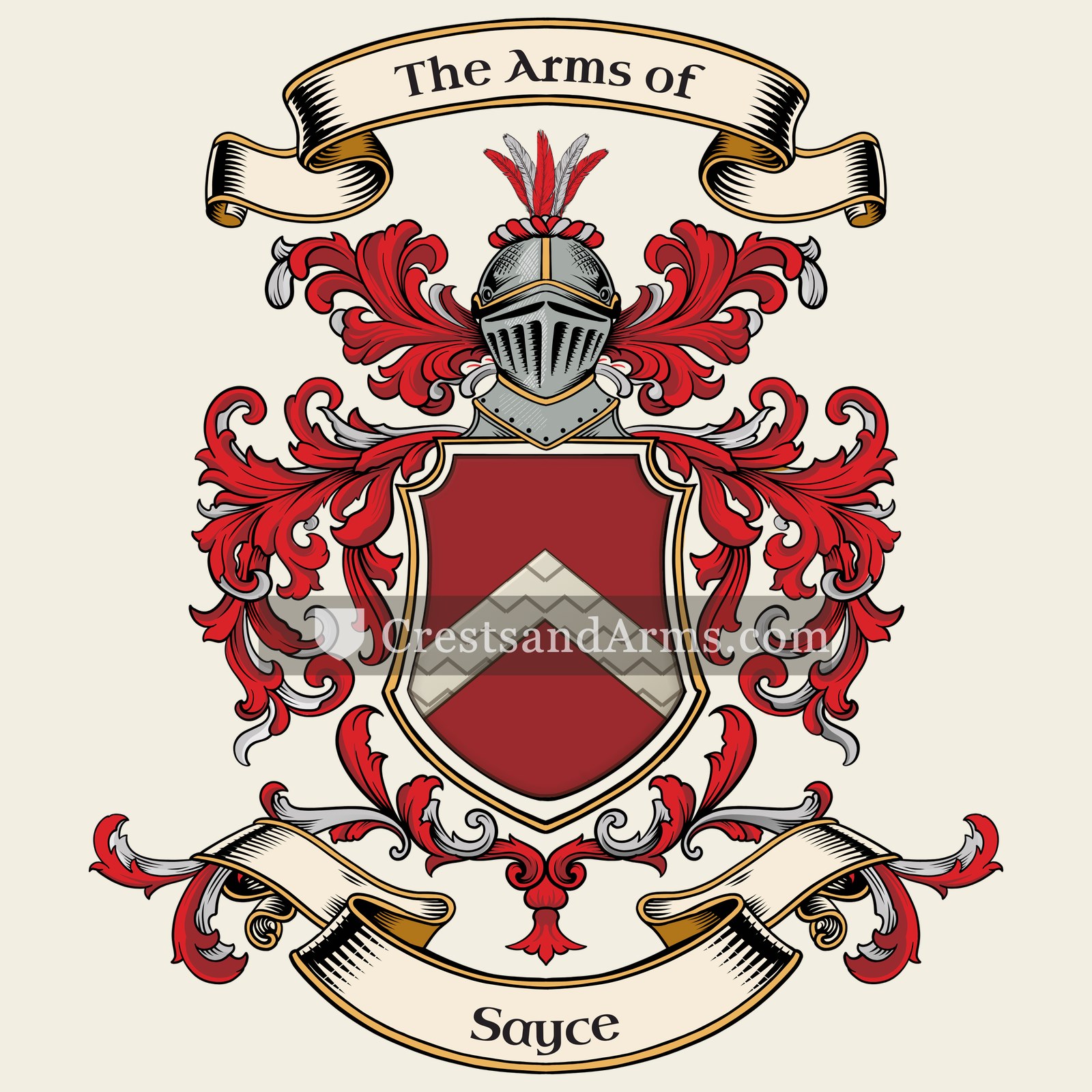 The Sayce coat of arms, drawn from the recorded blazon