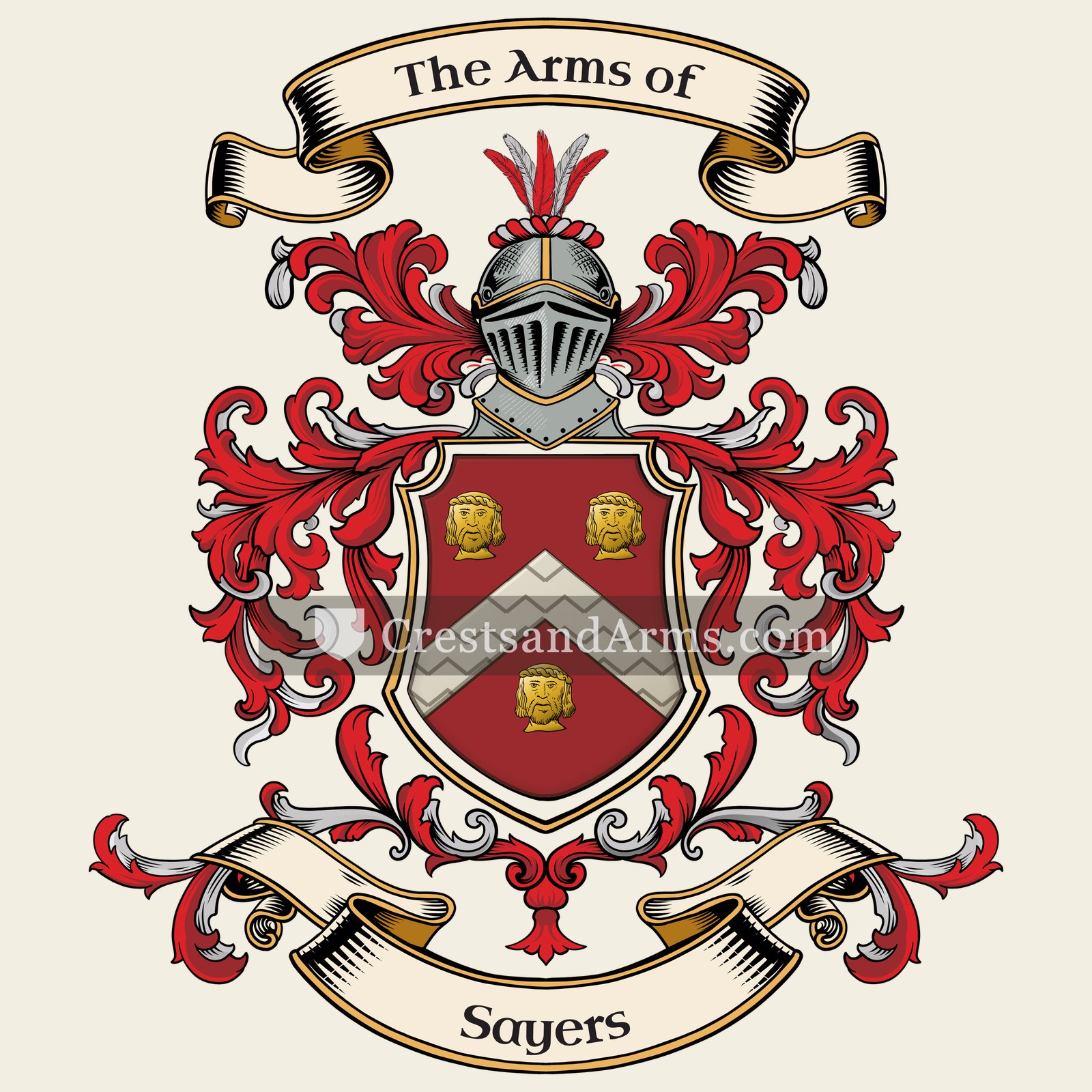 The Sayers coat of arms, drawn from the recorded blazon