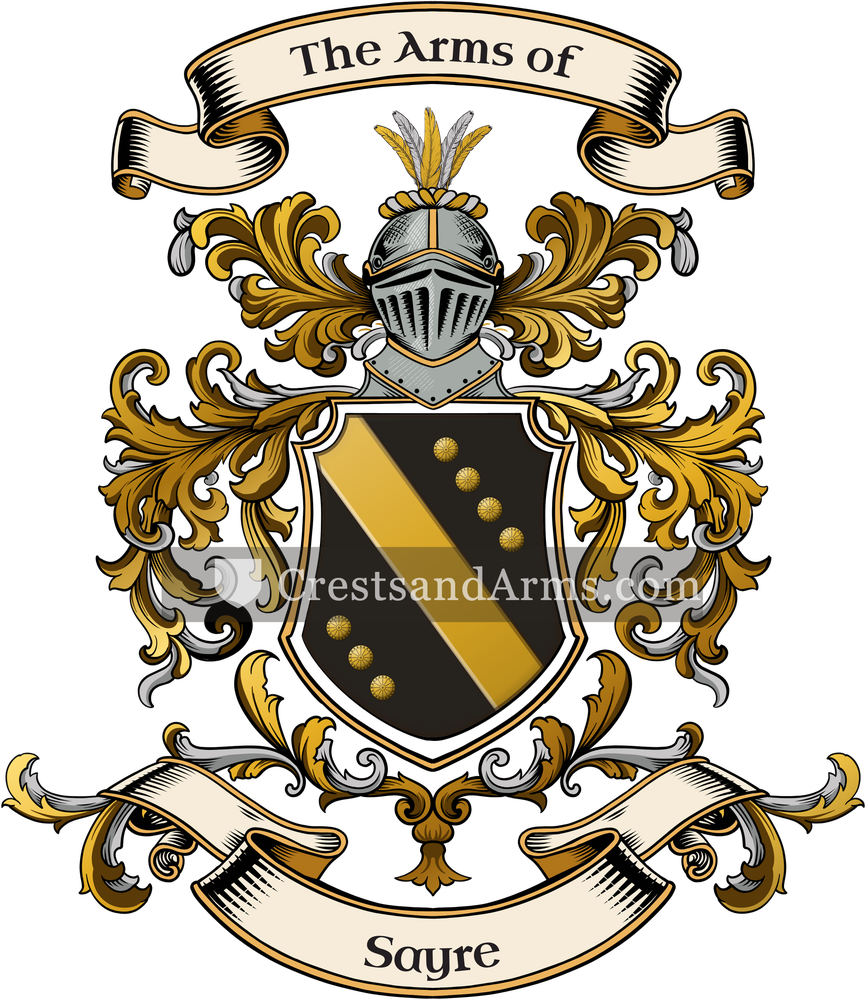 The Sayre coat of arms, drawn from the recorded blazon
