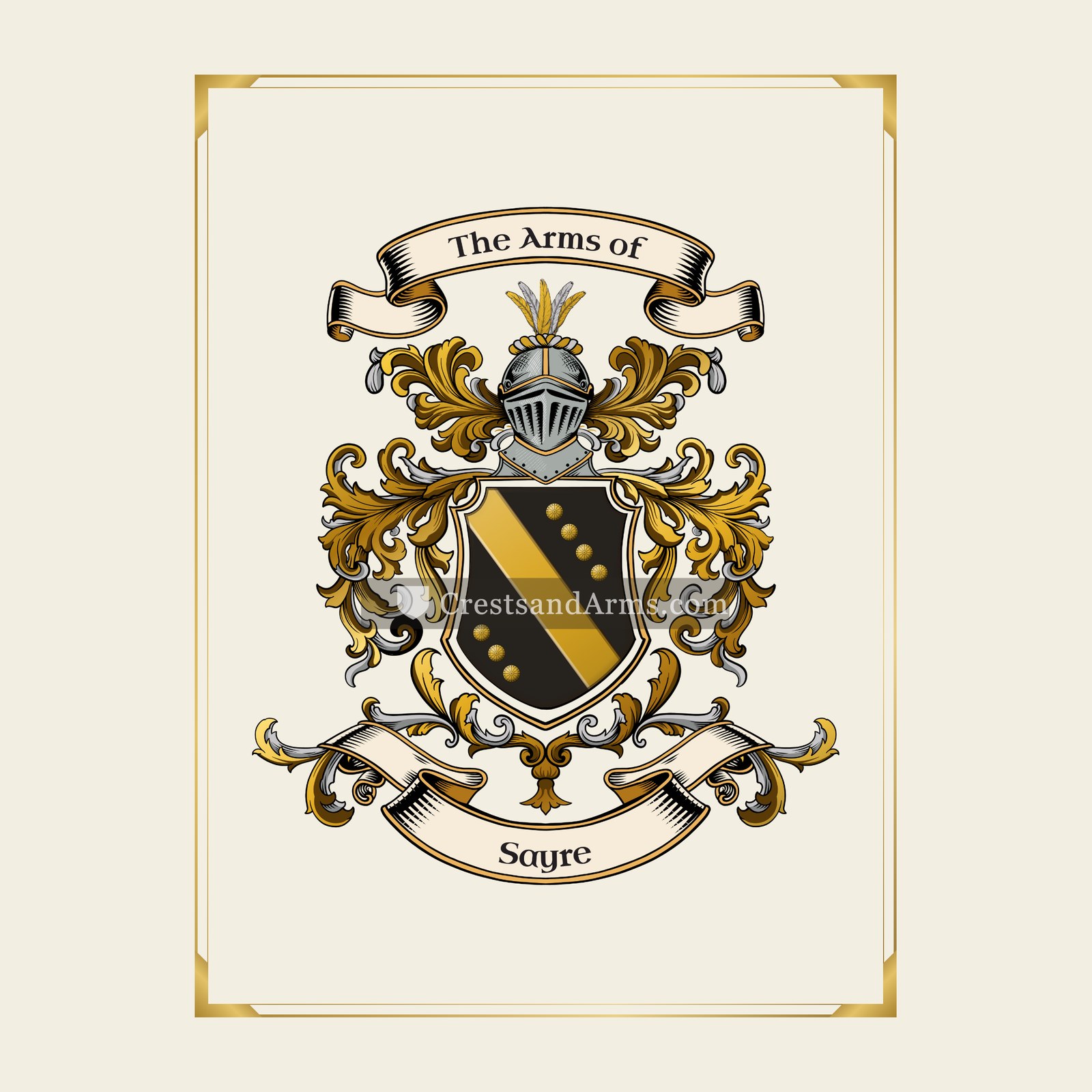 With gold border