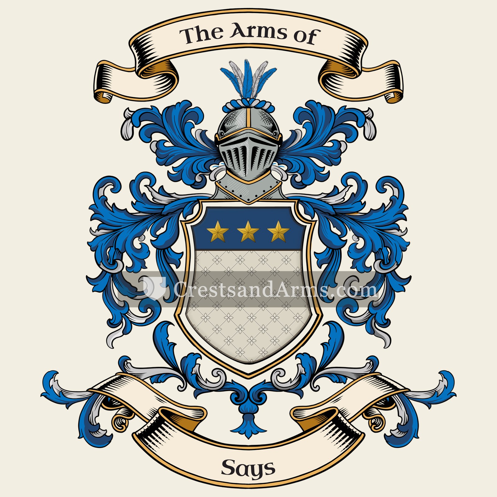 The Says coat of arms, drawn from the recorded blazon