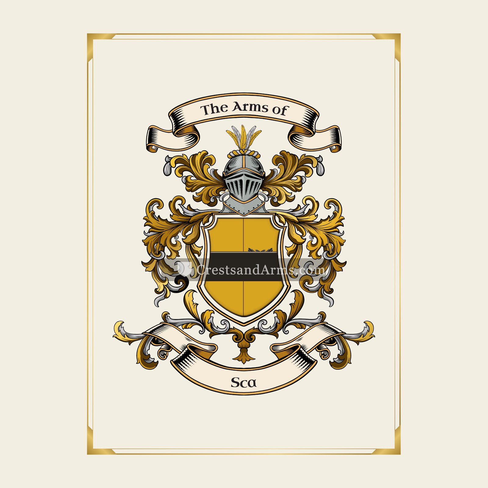 With gold border