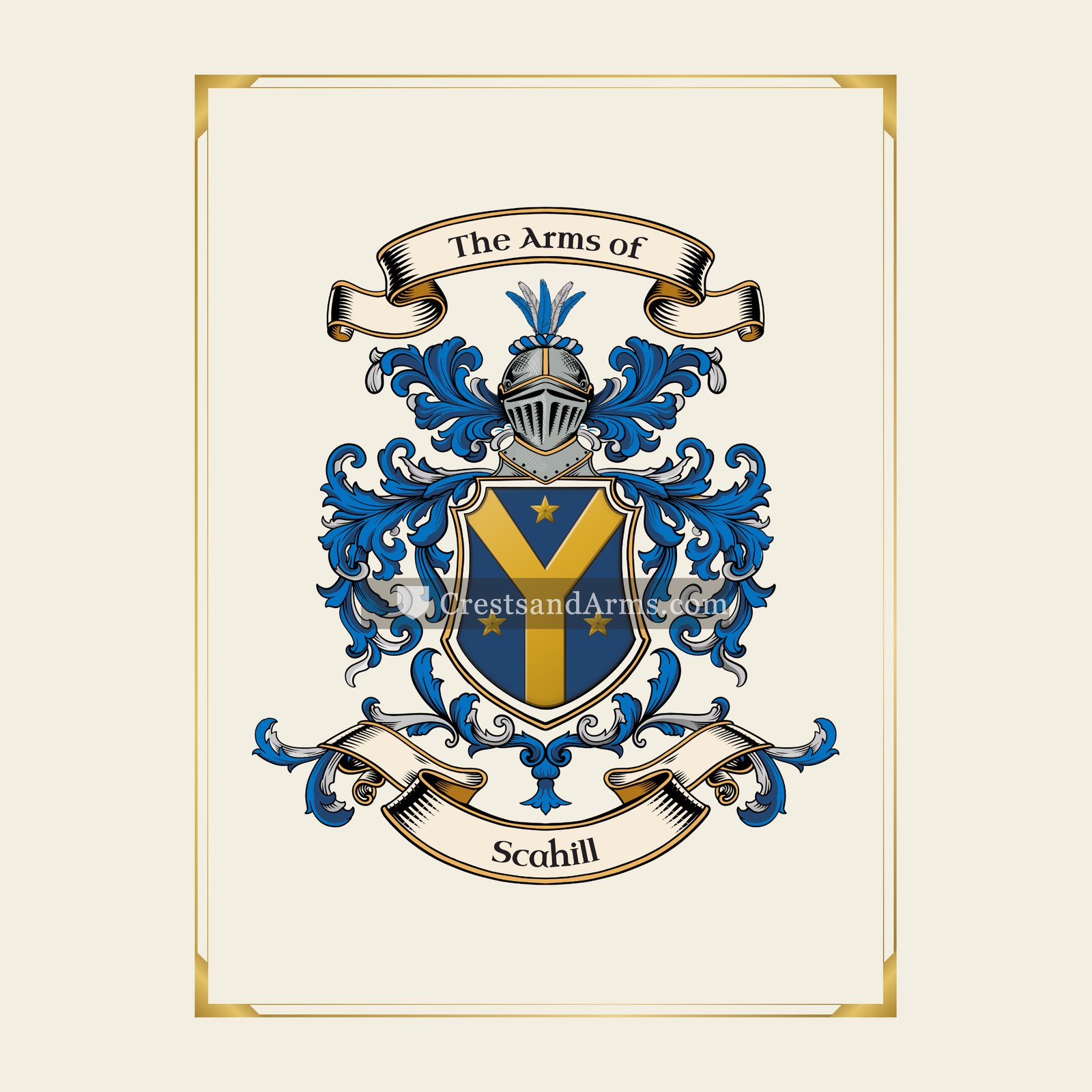 With gold border
