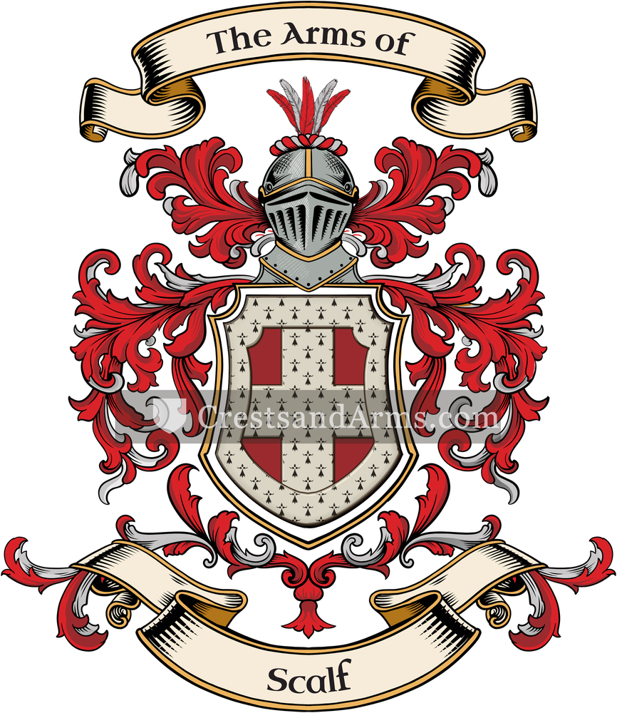 The Scalf coat of arms, drawn from the recorded blazon
