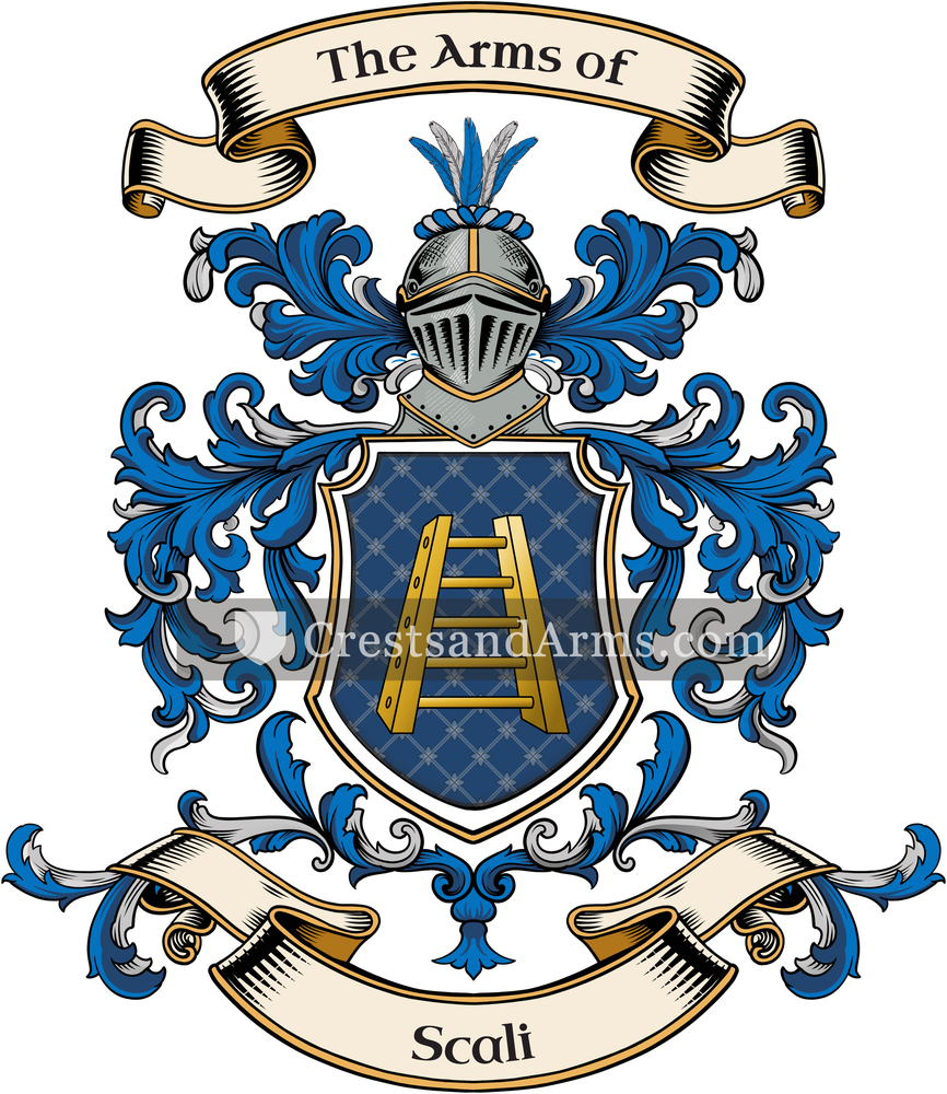 The Scali coat of arms, drawn from the recorded blazon