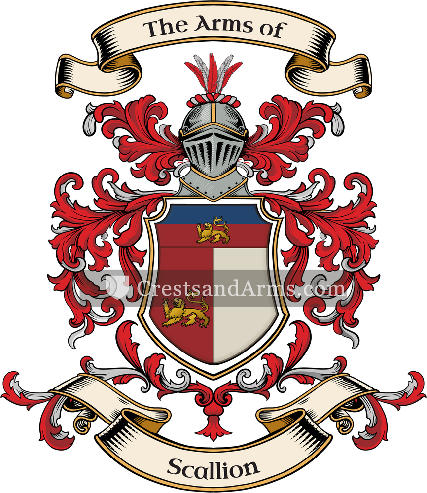 The Scallion coat of arms, drawn from the recorded blazon