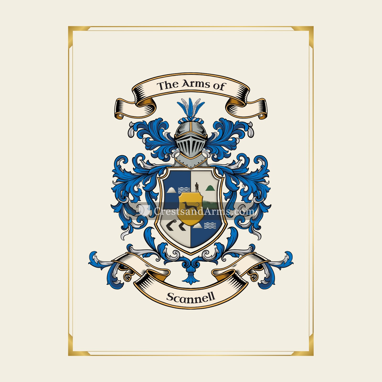 With gold border