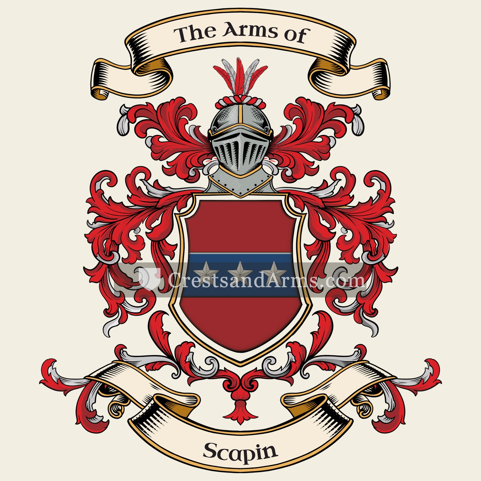 The Scapin coat of arms, drawn from the recorded blazon