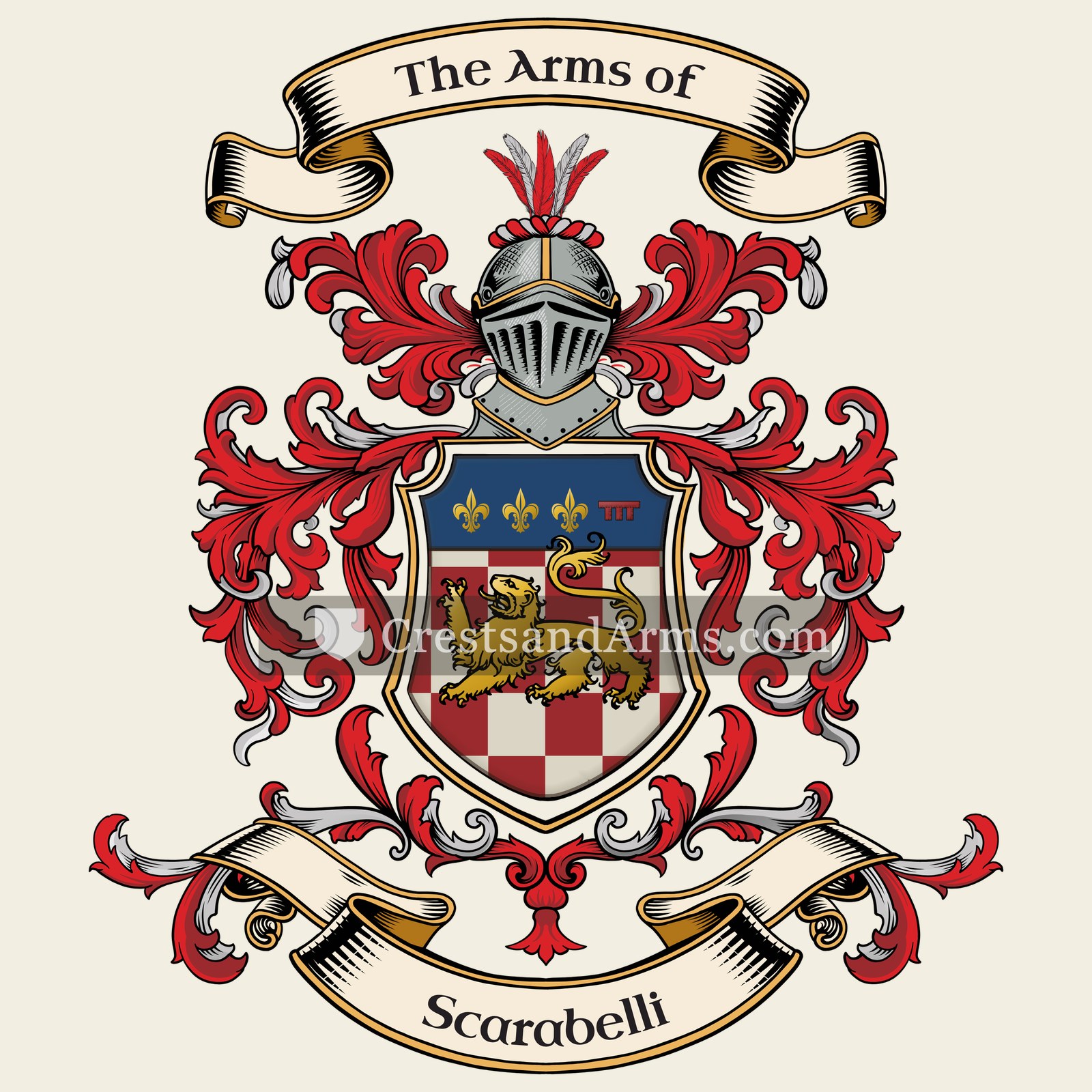 The Scarabelli coat of arms, drawn from the recorded blazon