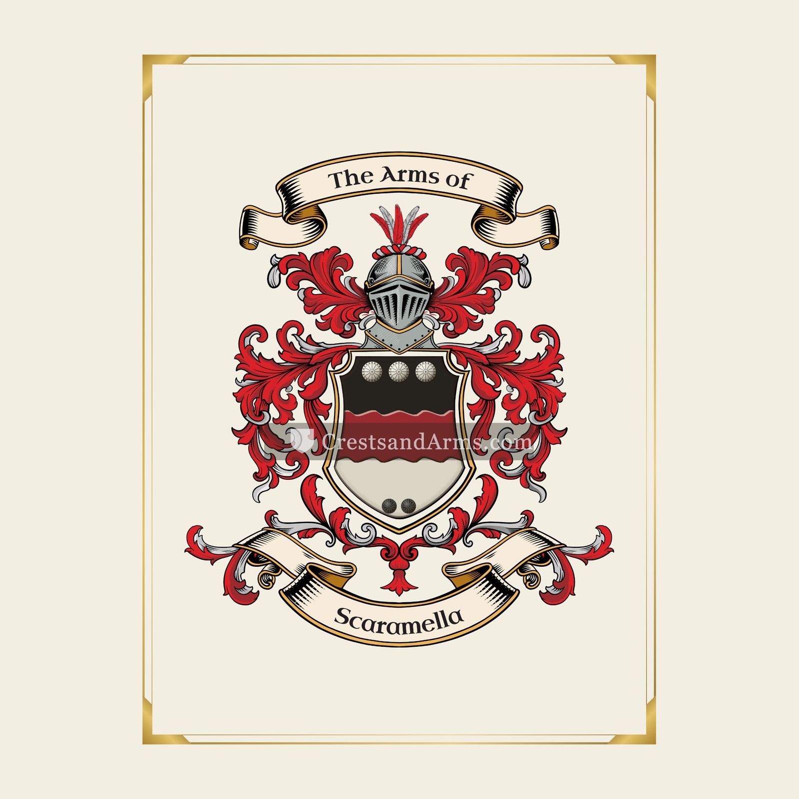 With gold border