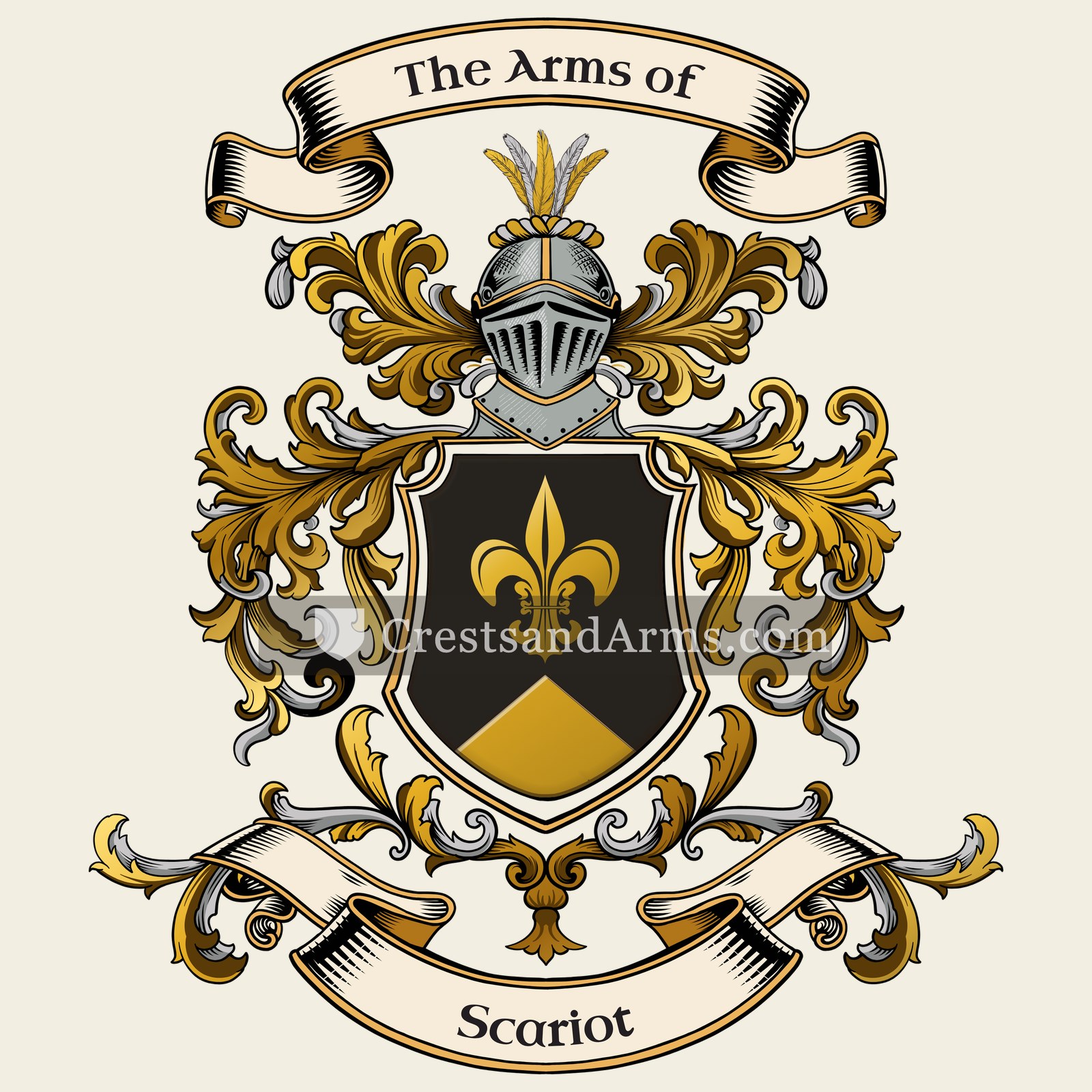 The Scariot coat of arms, drawn from the recorded blazon