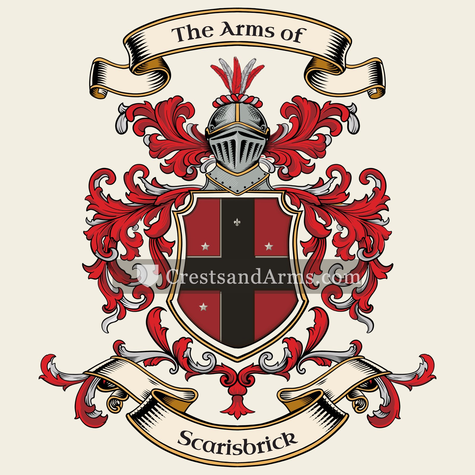 The Scarisbrick coat of arms, drawn from the recorded blazon