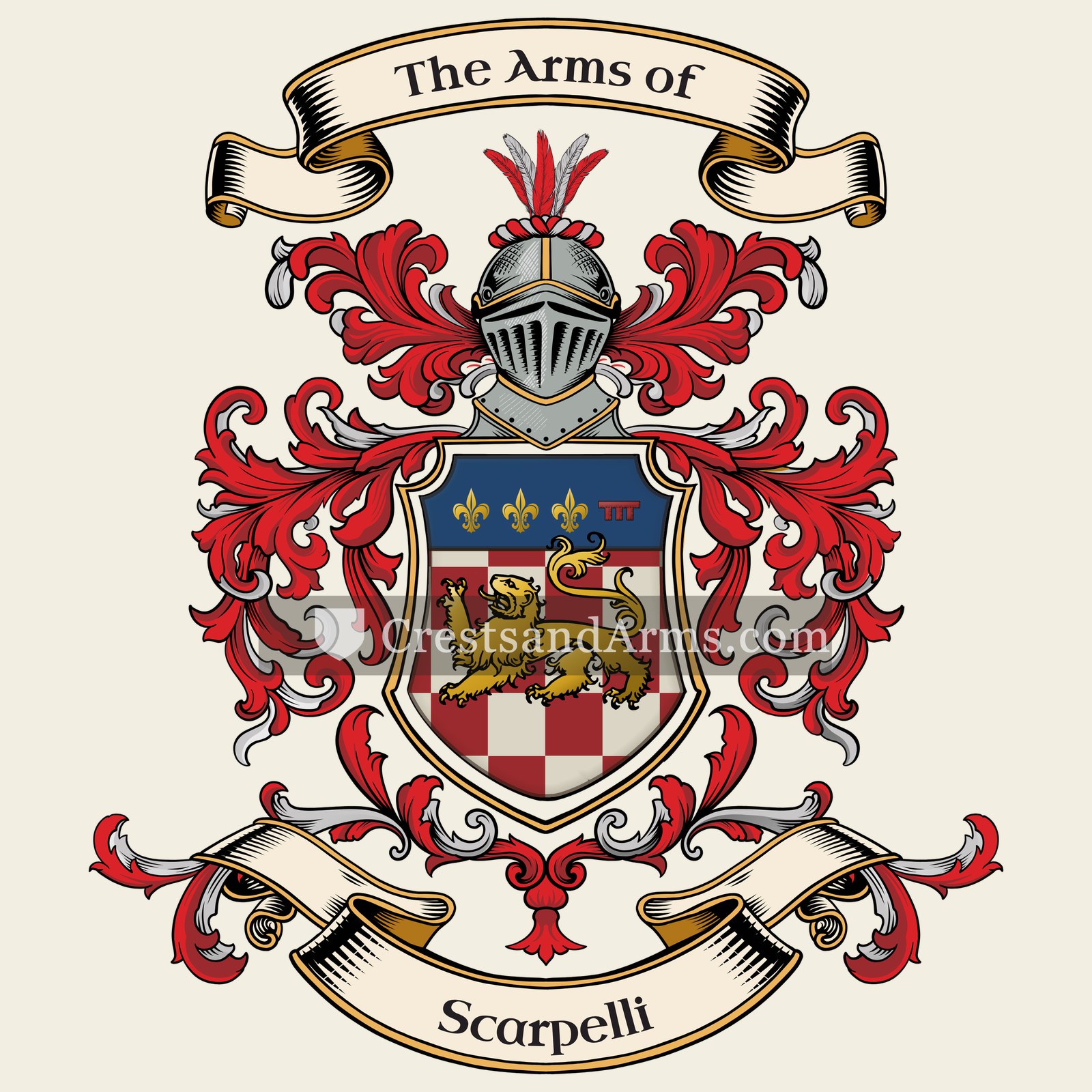 The Scarpelli coat of arms, drawn from the recorded blazon