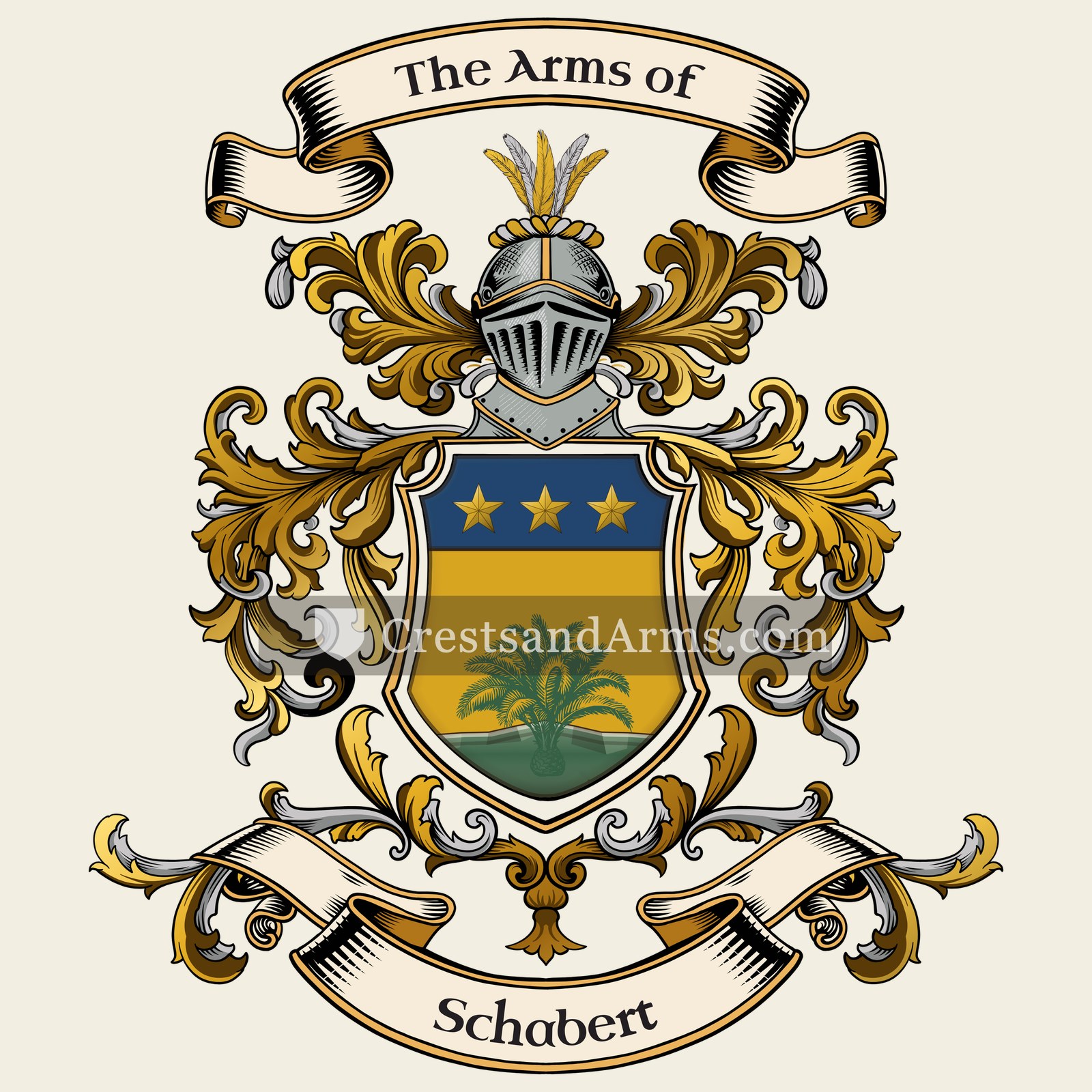 The Schabert coat of arms, drawn from the recorded blazon