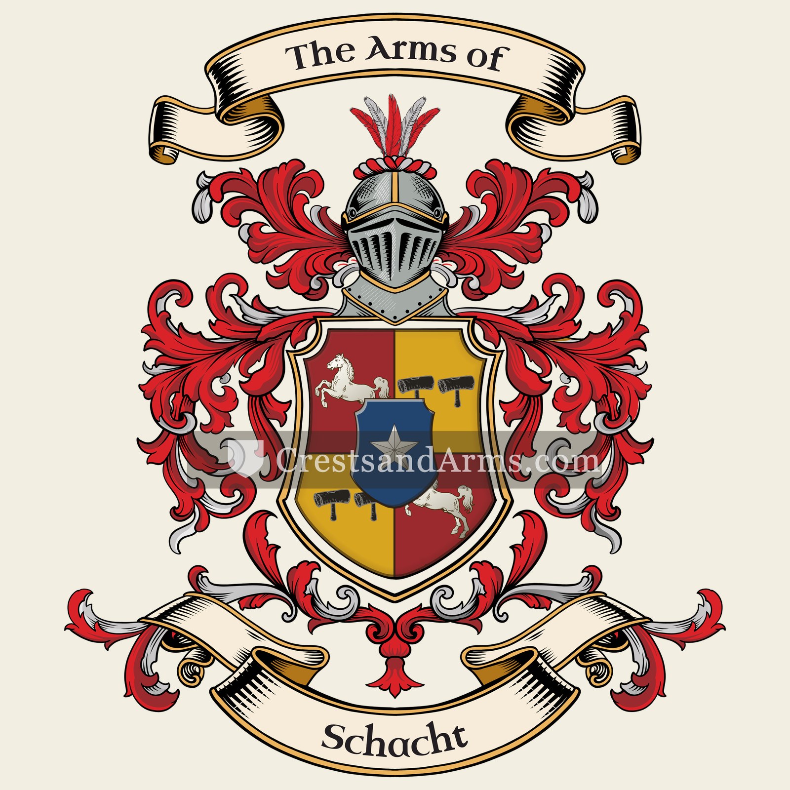 The Schacht coat of arms, drawn from the recorded blazon