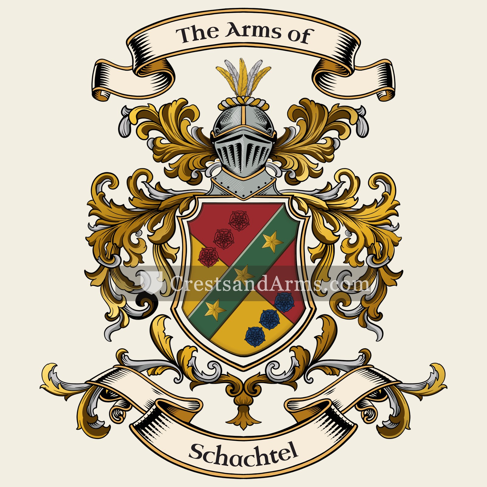 The Schachtel coat of arms, drawn from the recorded blazon