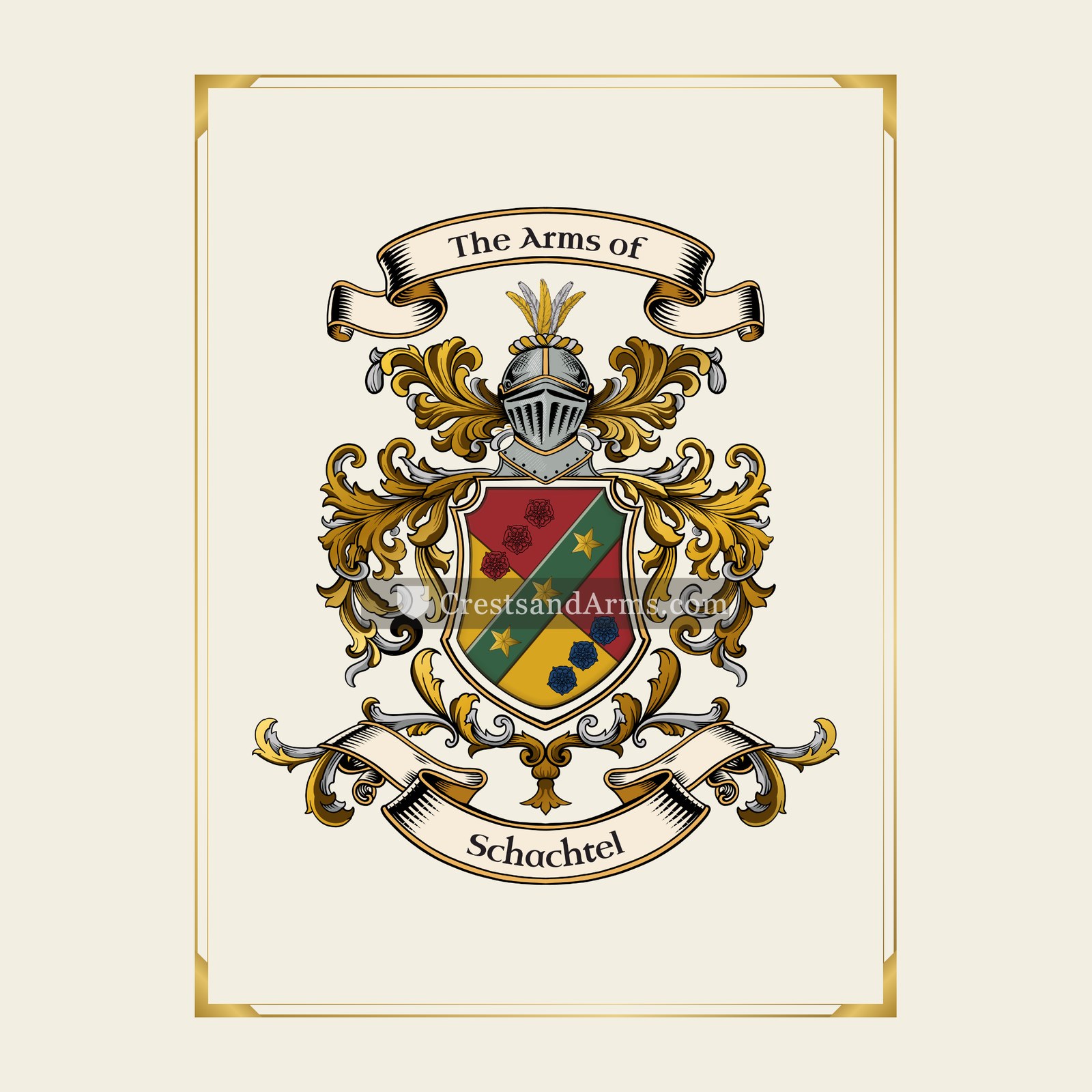 With gold border