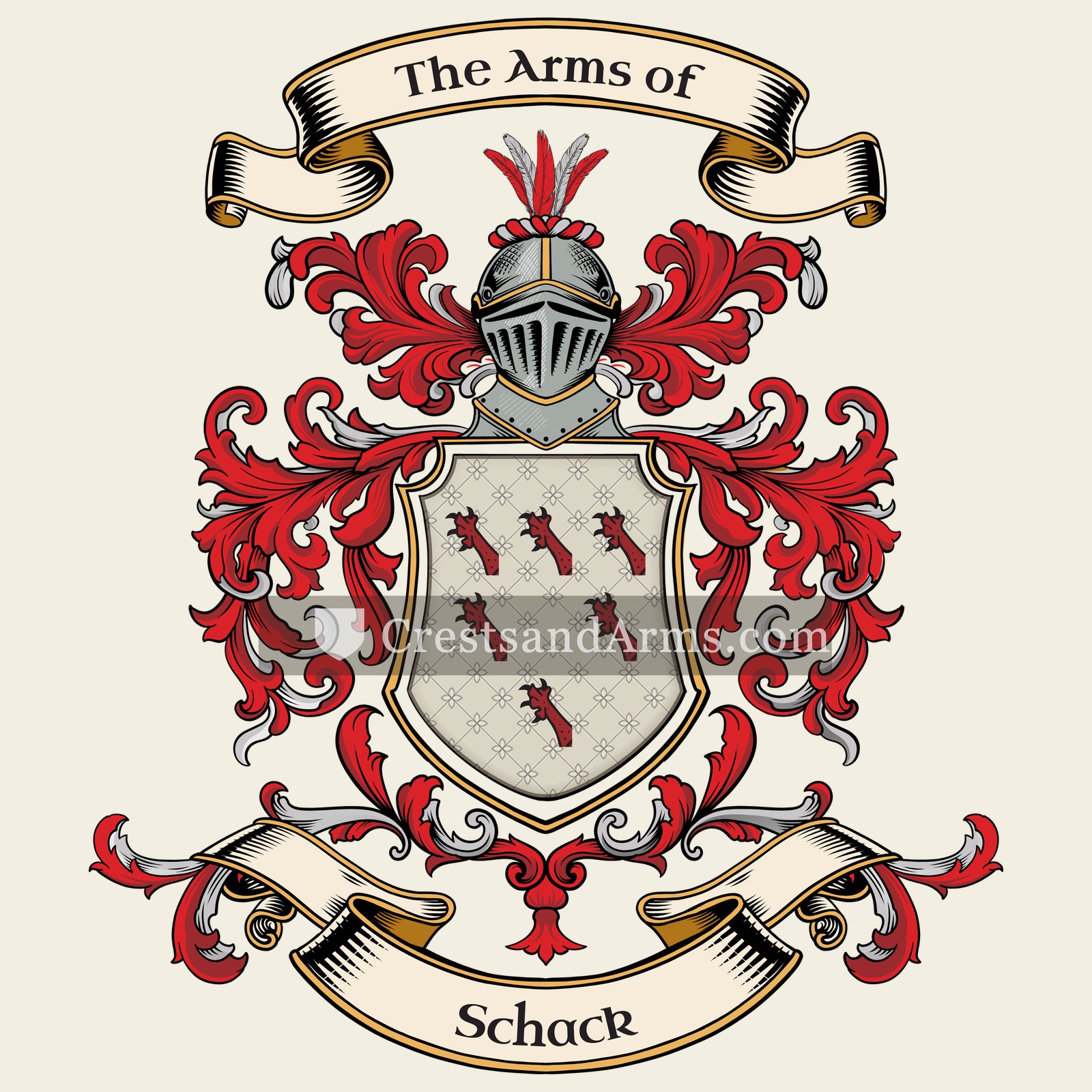 The Schack coat of arms, drawn from the recorded blazon