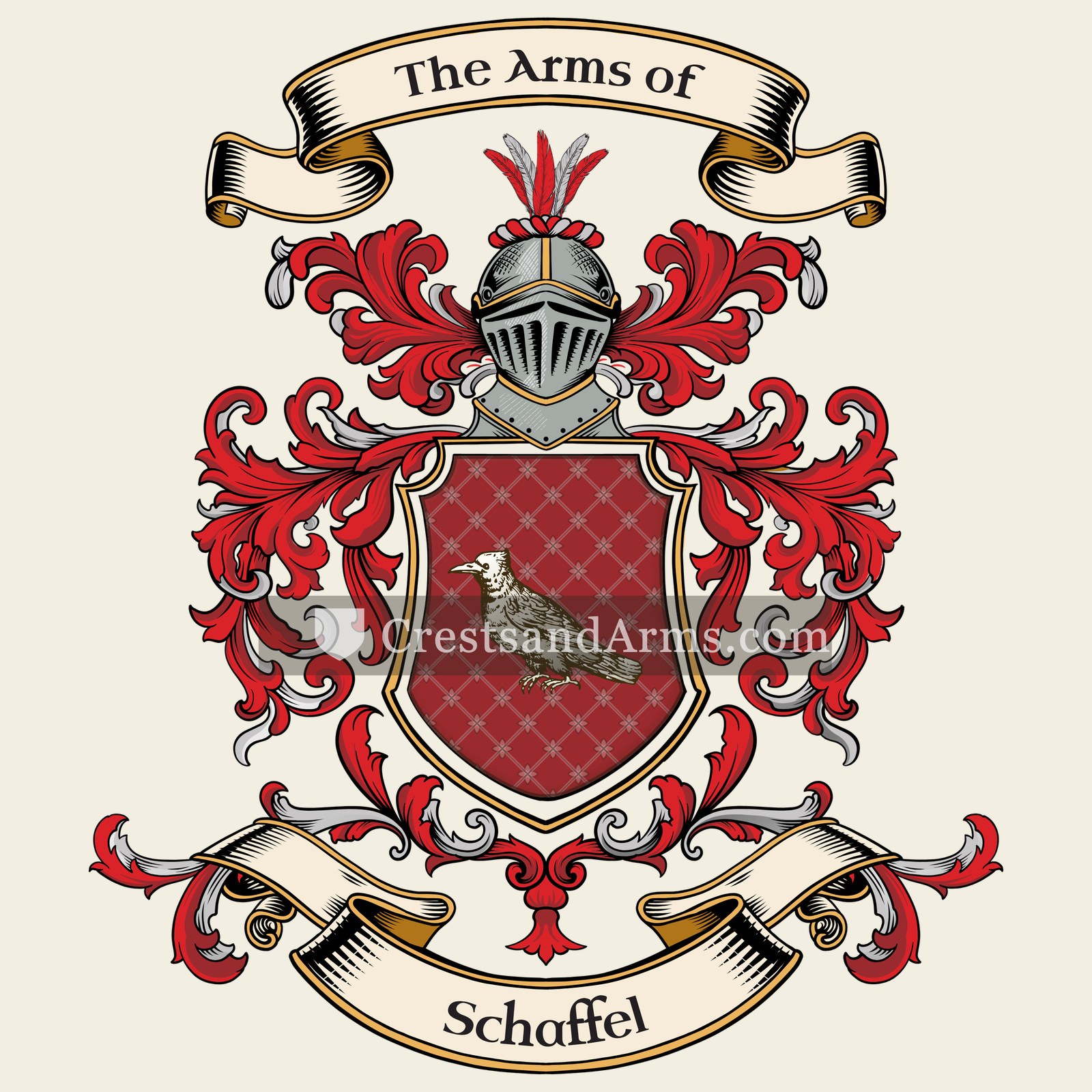The Schaffel coat of arms, drawn from the recorded blazon
