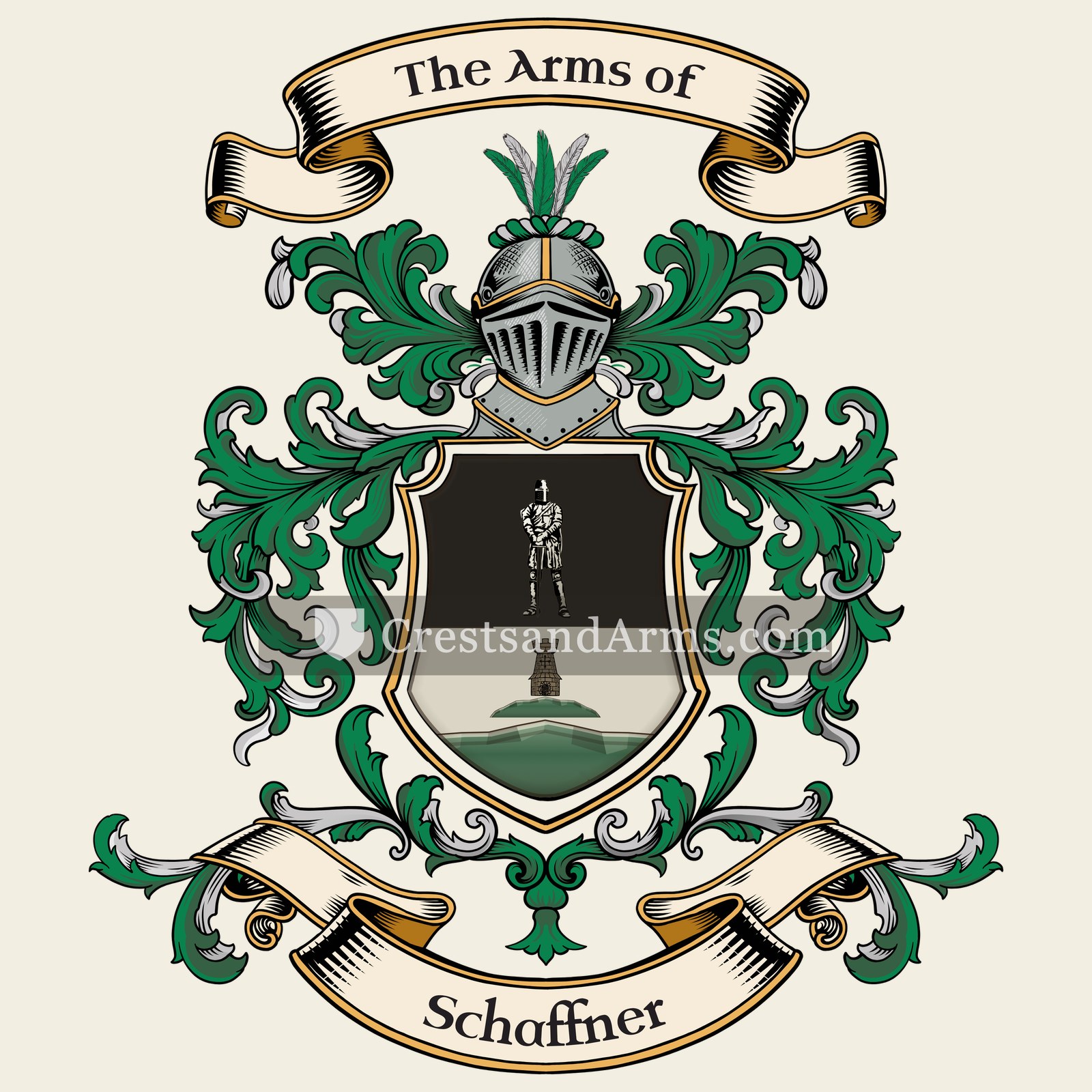 The Schaffner coat of arms, drawn from the recorded blazon