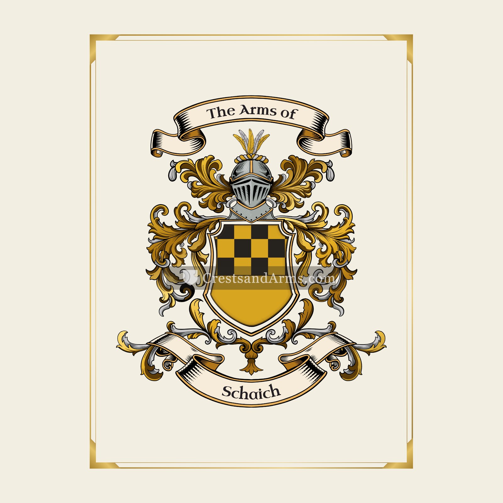 With gold border