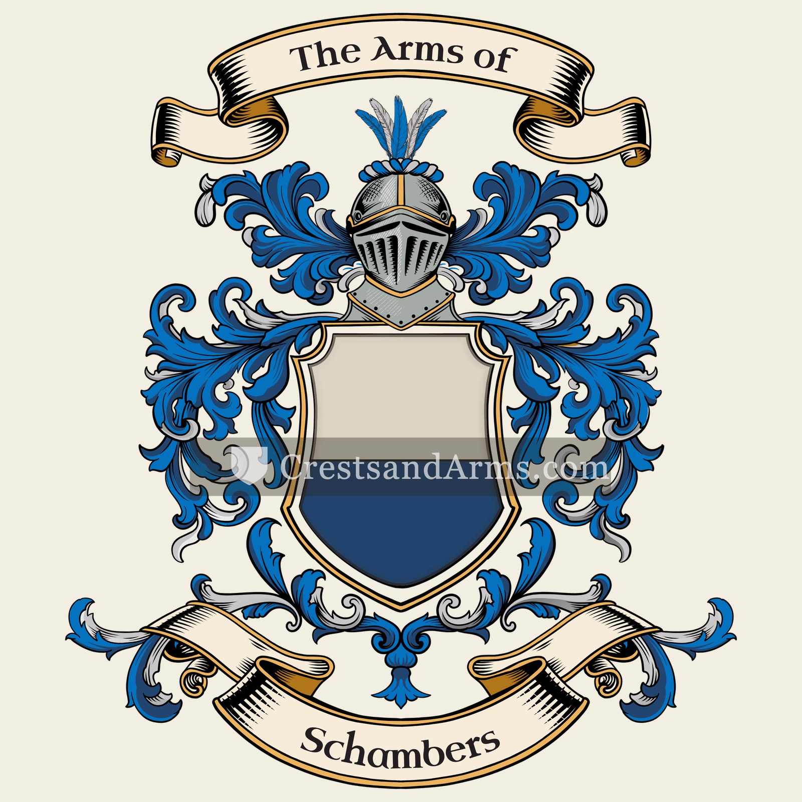 The Schambers coat of arms, drawn from the recorded blazon