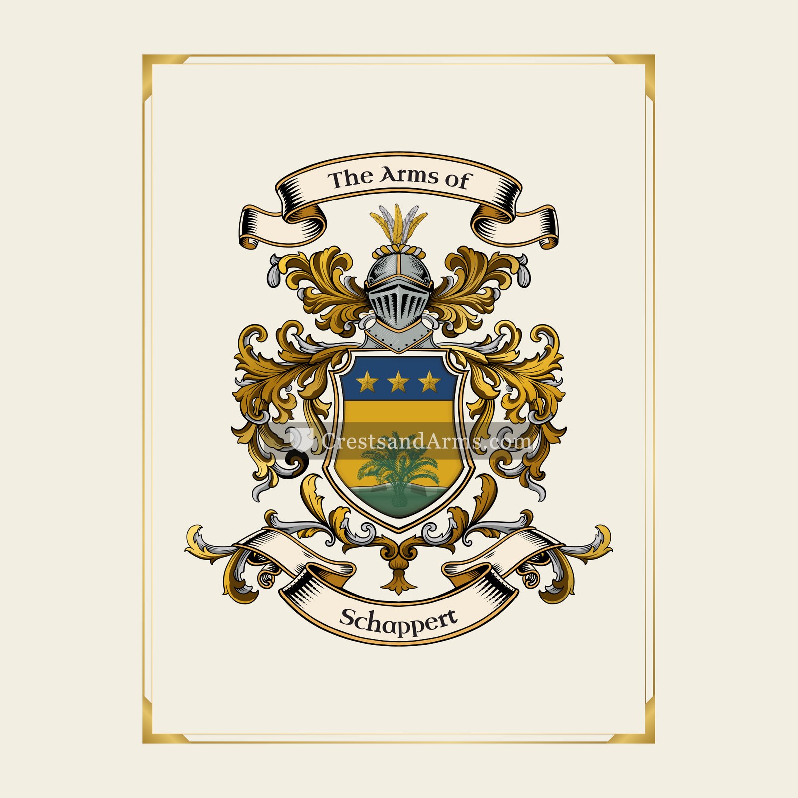 With gold border