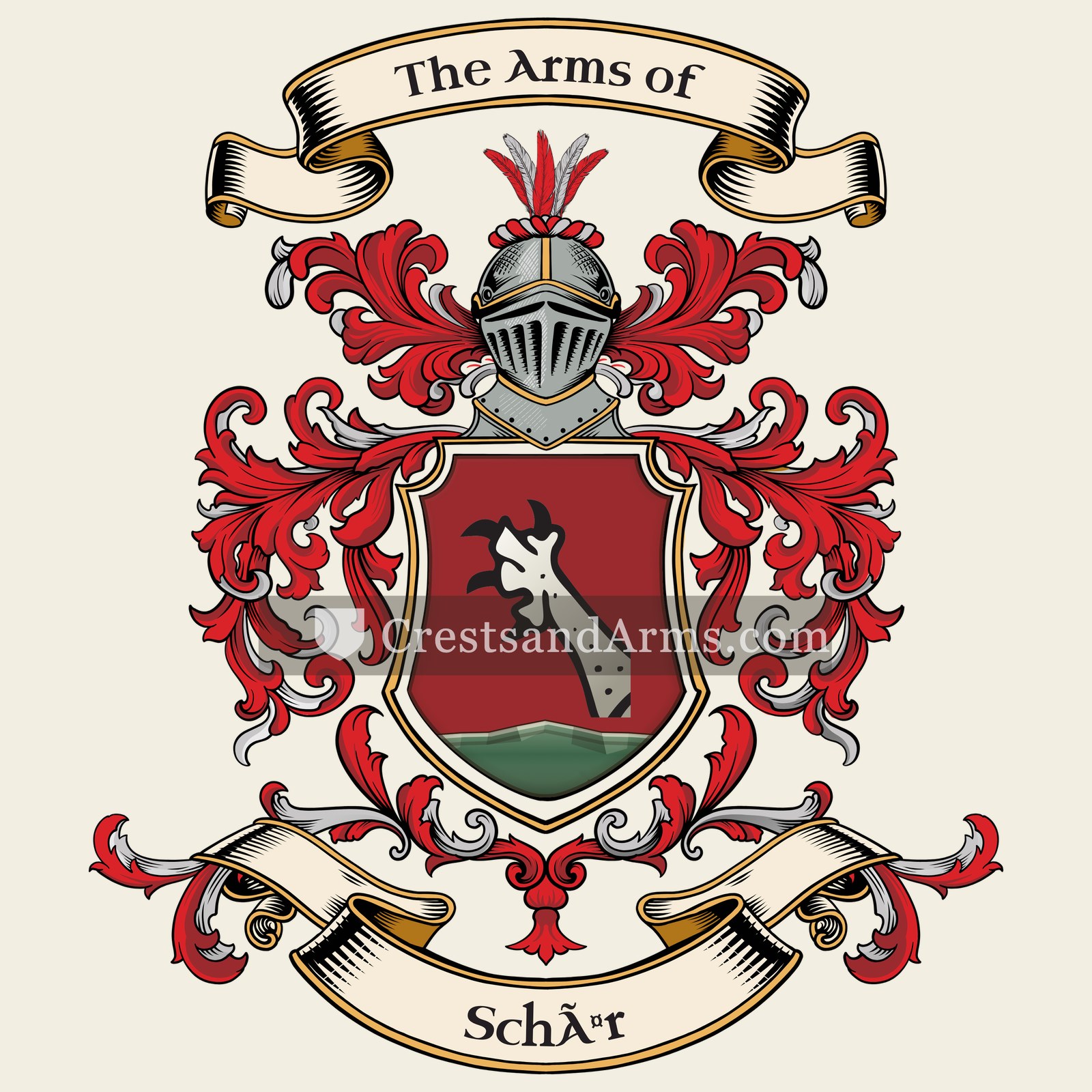 The Schär coat of arms, drawn from the recorded blazon