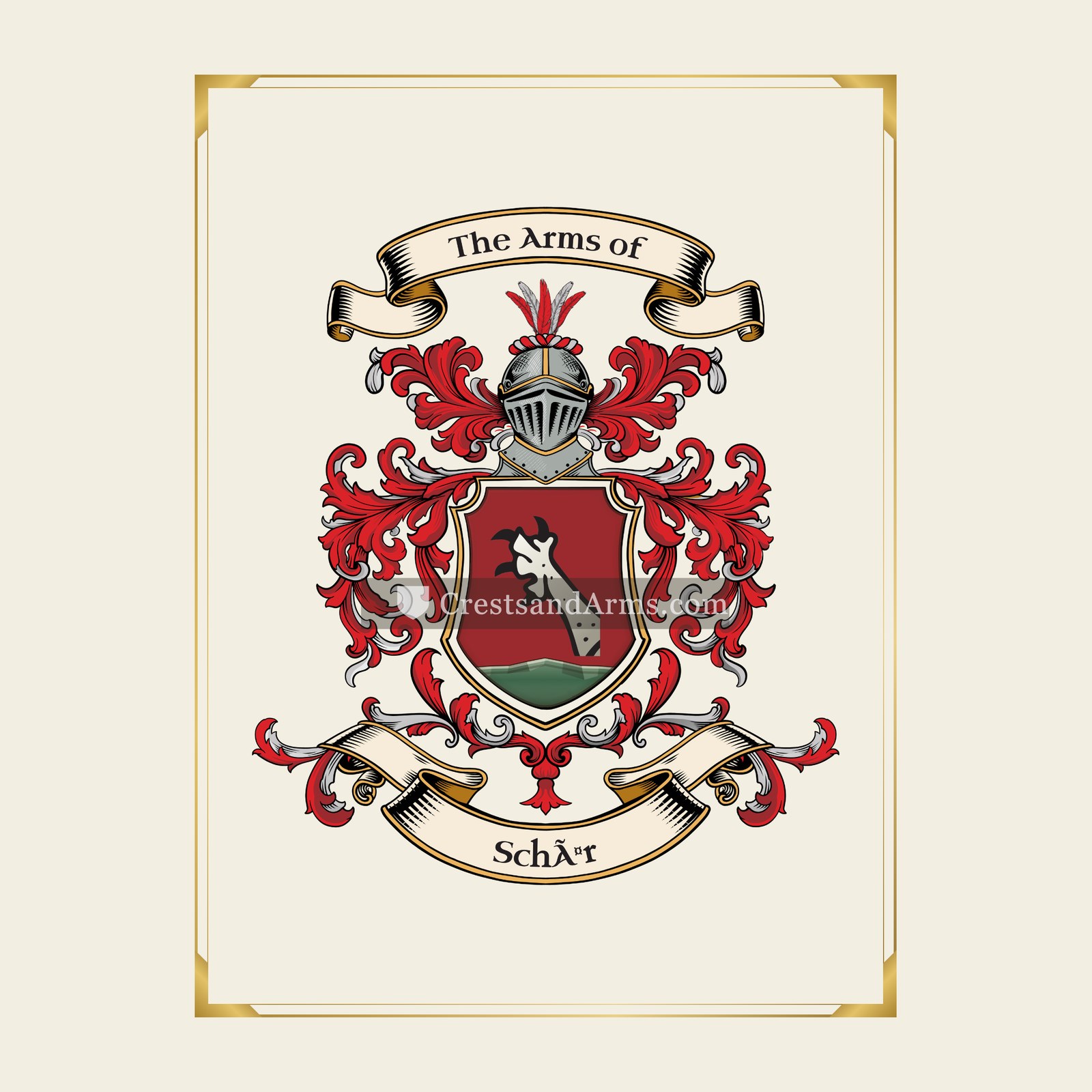 With gold border