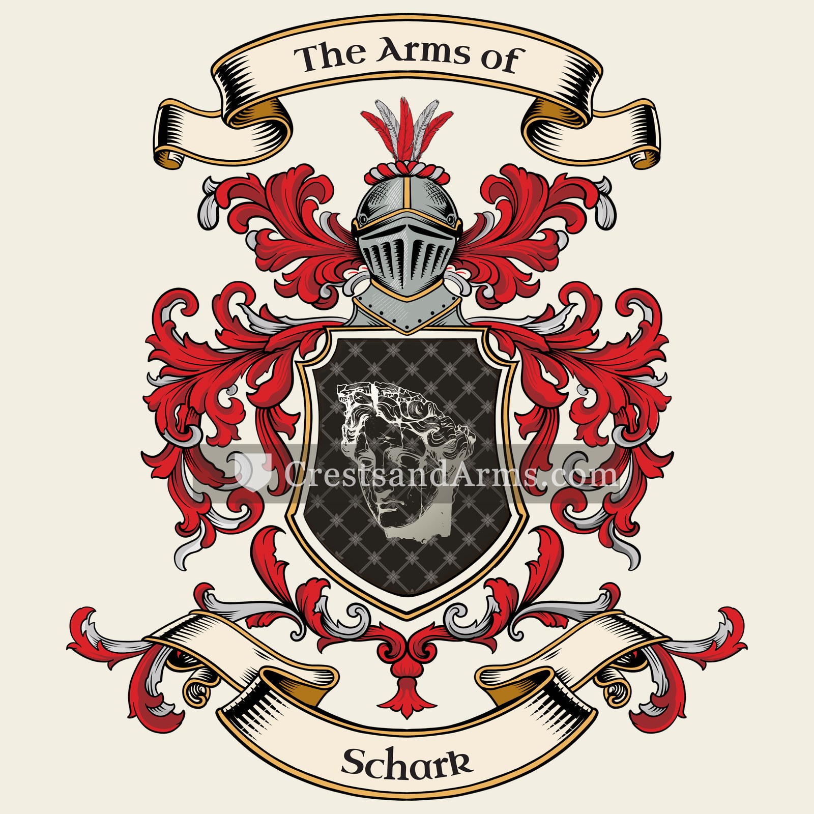 The Schark coat of arms, drawn from the recorded blazon