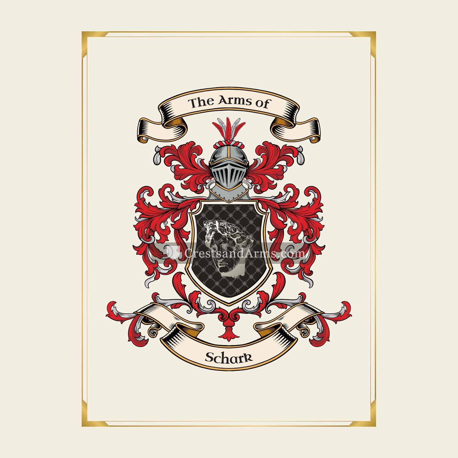 With gold border