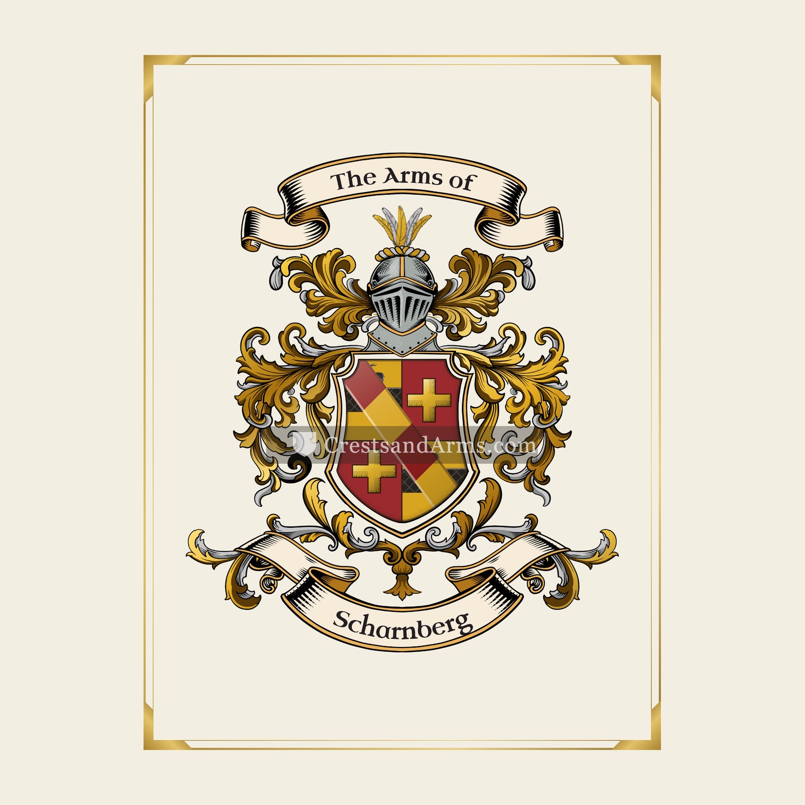 With gold border