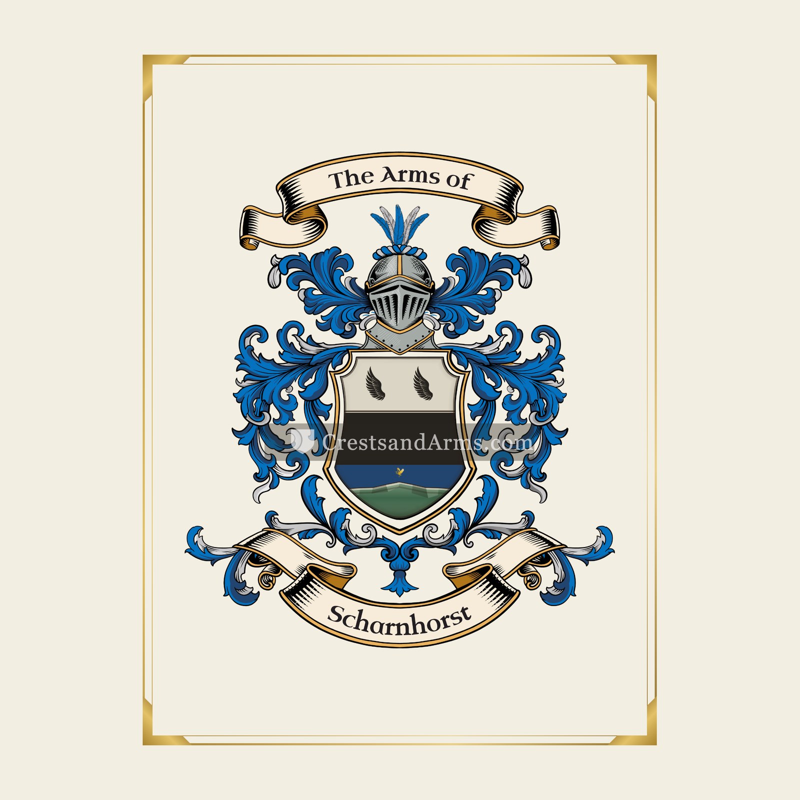 With gold border