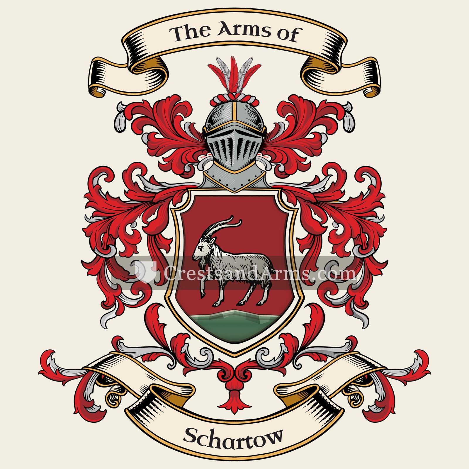 The Schartow coat of arms, drawn from the recorded blazon