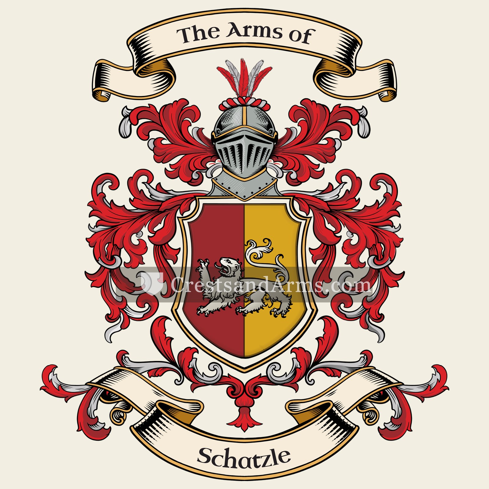 The Schatzle coat of arms, drawn from the recorded blazon