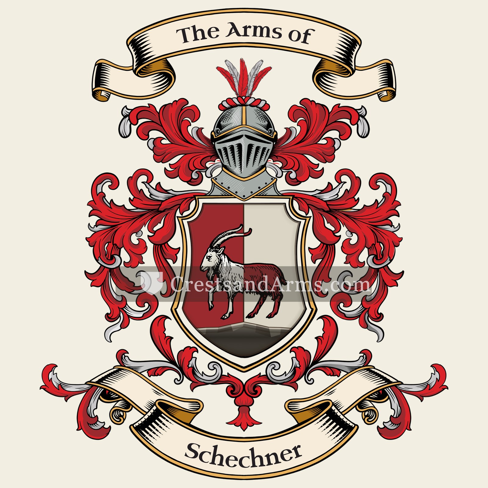The Schechner coat of arms, drawn from the recorded blazon