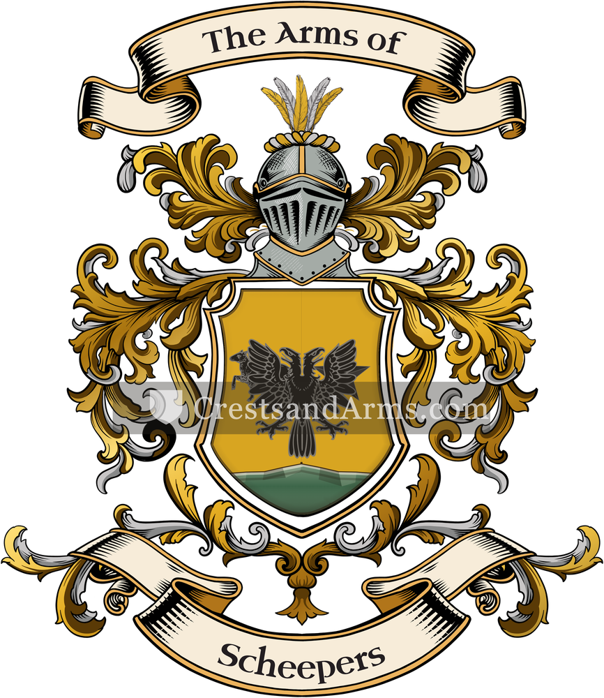 The Scheepers coat of arms, drawn from the recorded blazon