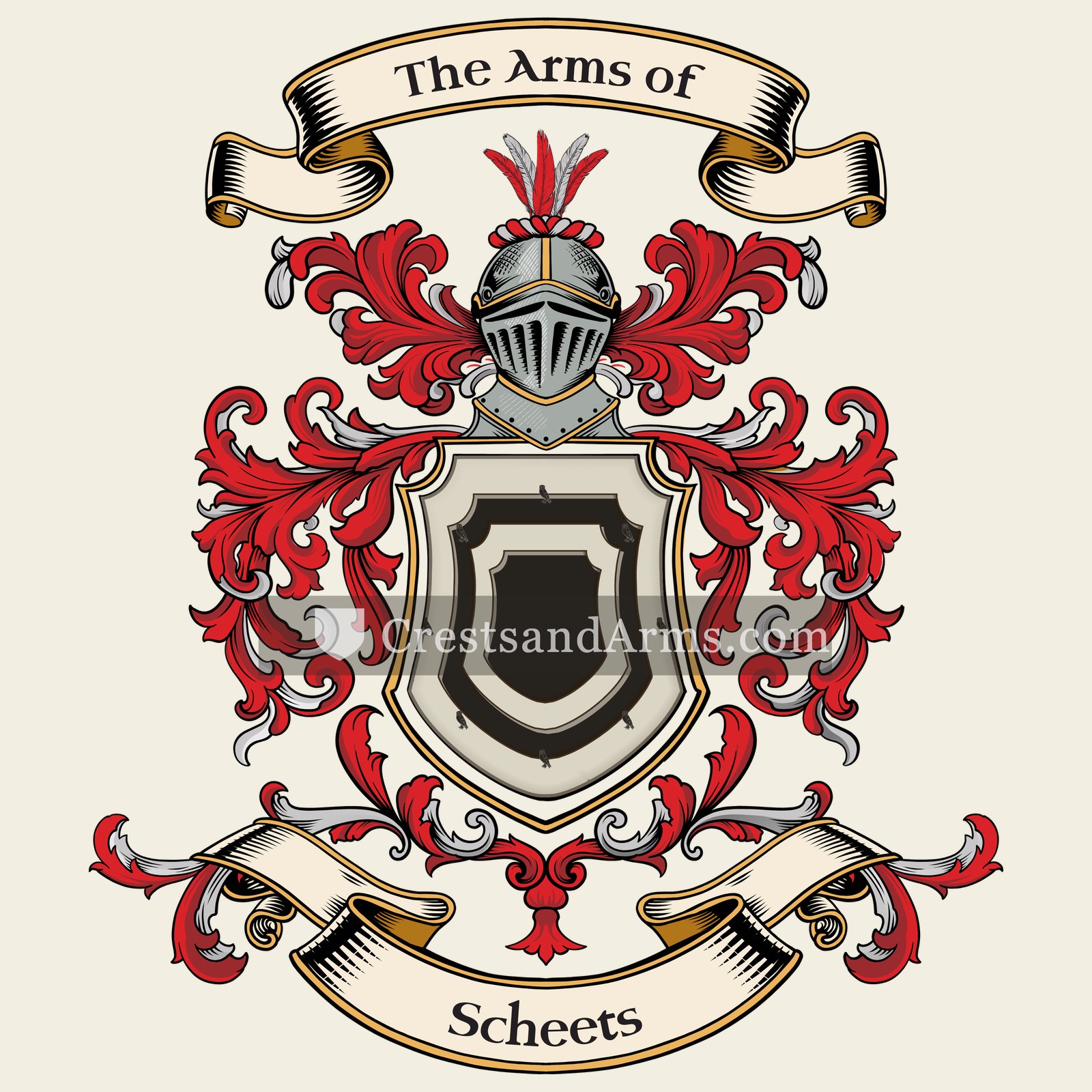 The Scheets coat of arms, drawn from the recorded blazon
