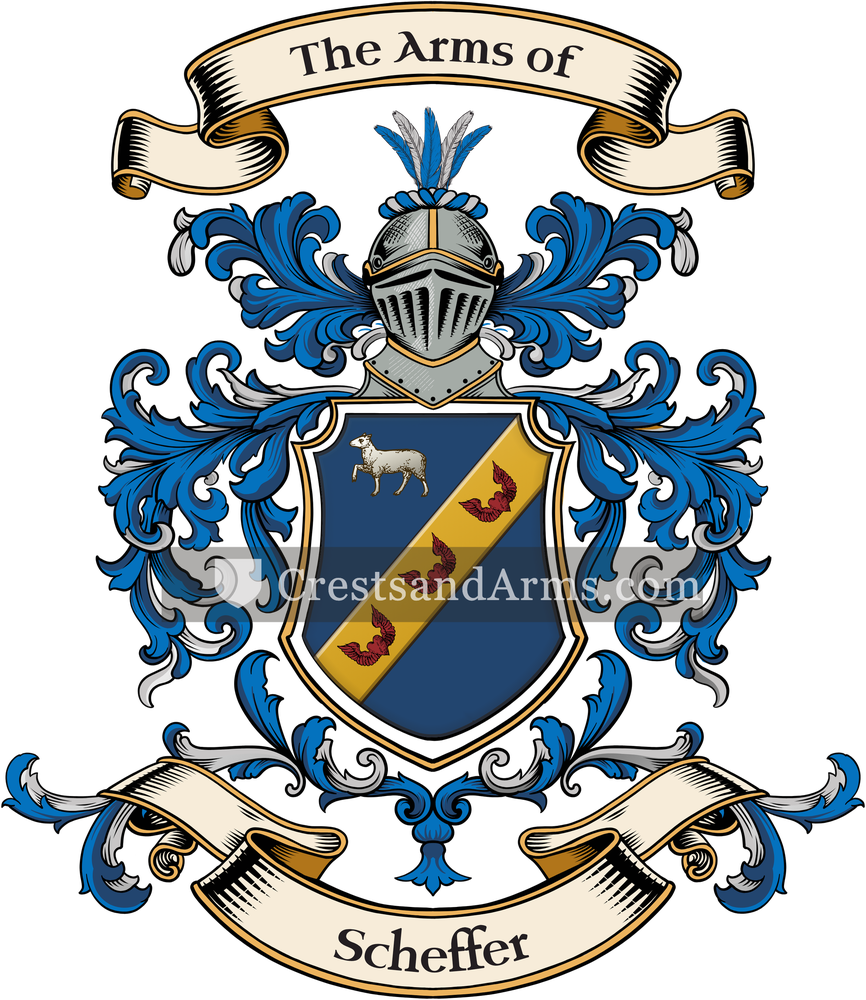 The Scheffer coat of arms, drawn from the recorded blazon