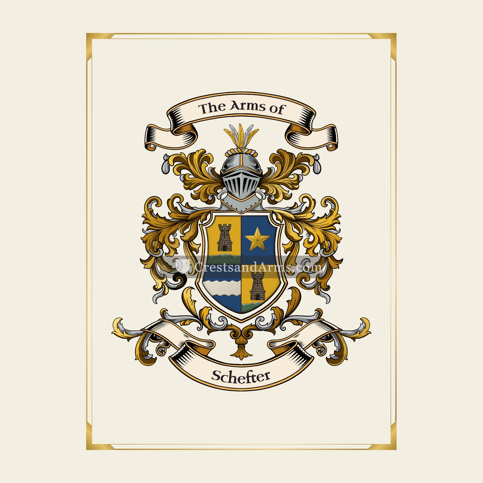 With gold border