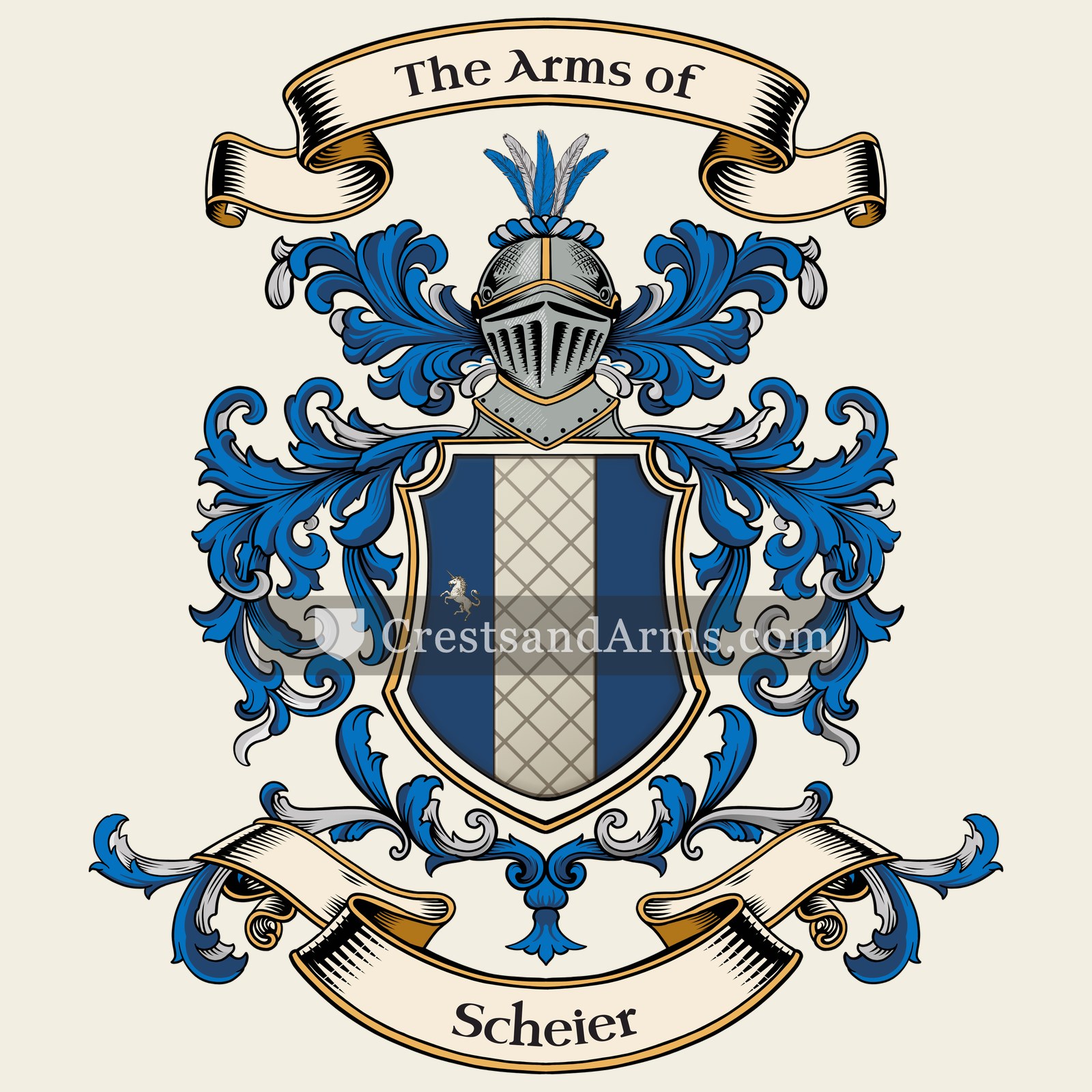 The Scheier coat of arms, drawn from the recorded blazon