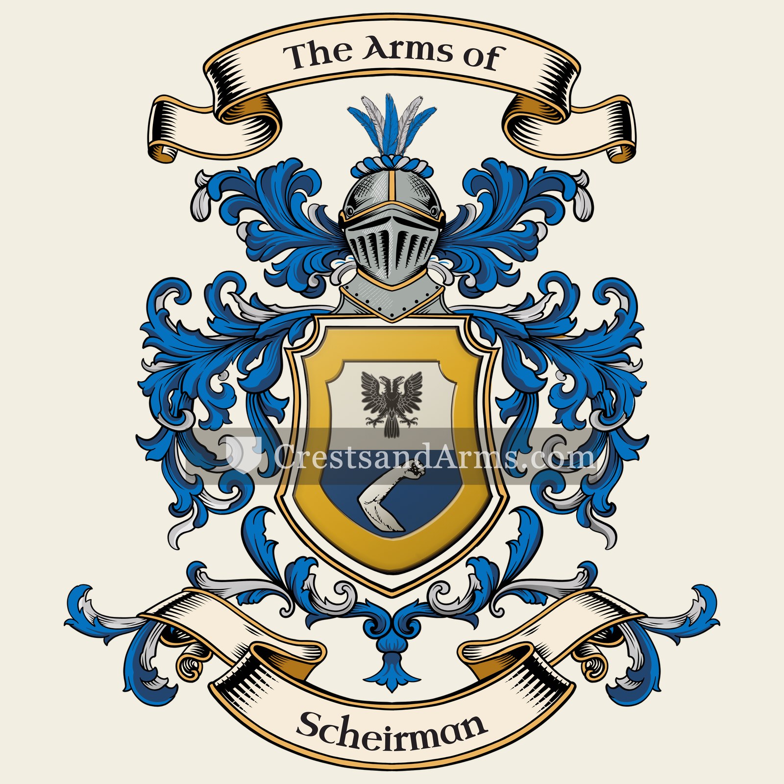 The Scheirman coat of arms, drawn from the recorded blazon