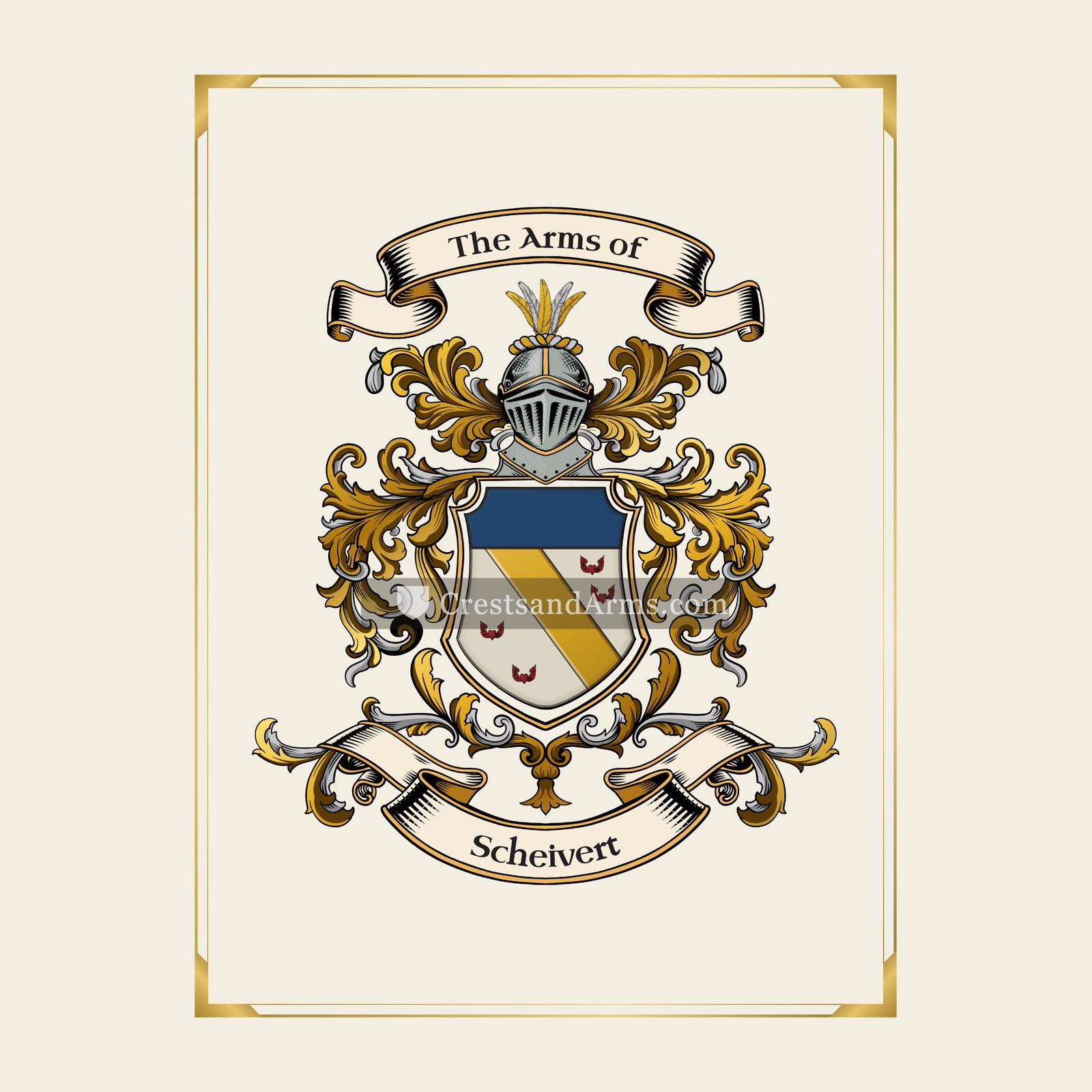 With gold border